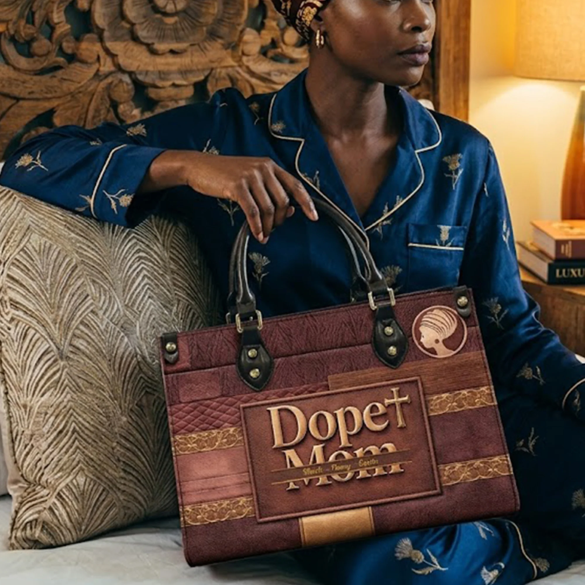 Dope Black Mom, Dope Mom - Custom With Kids' Names - Personalized Leather Bag - Image 3