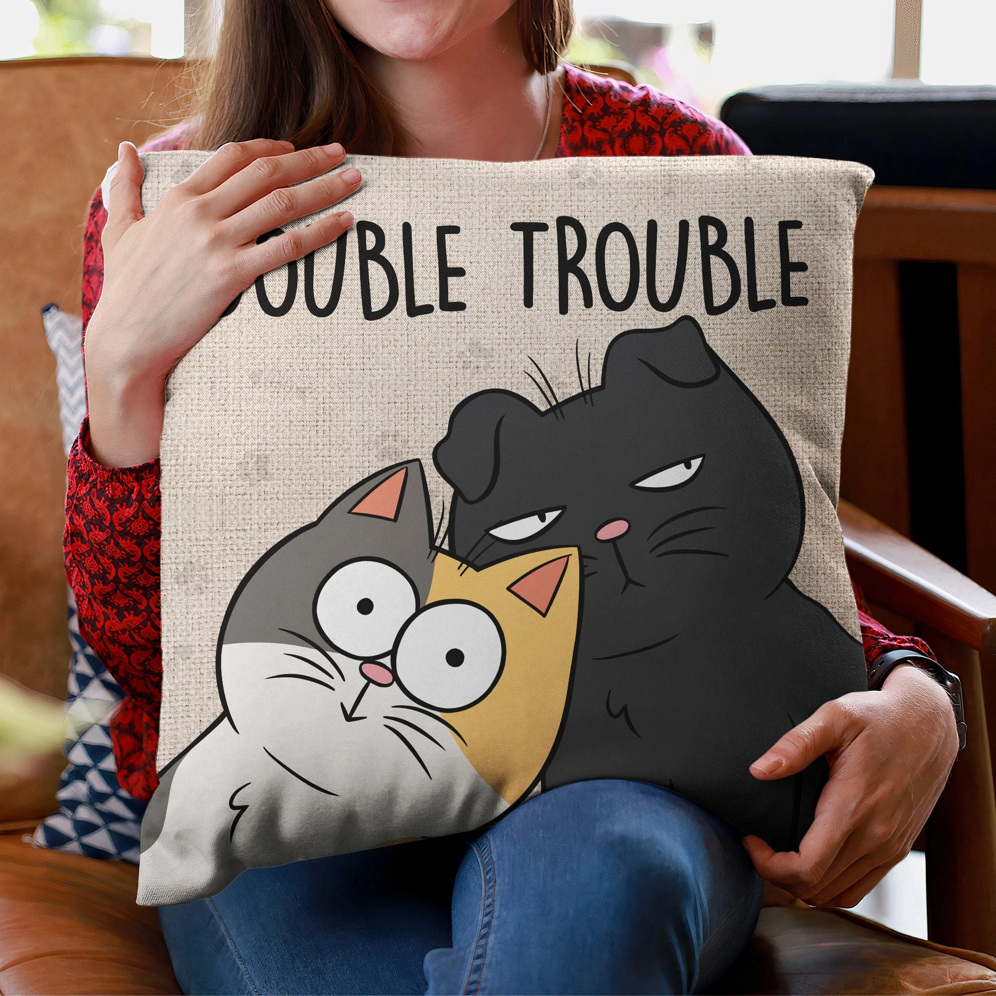 Double Trouble Meow Meow 2 - Personalized Pillow (Insert Included) - Image 3