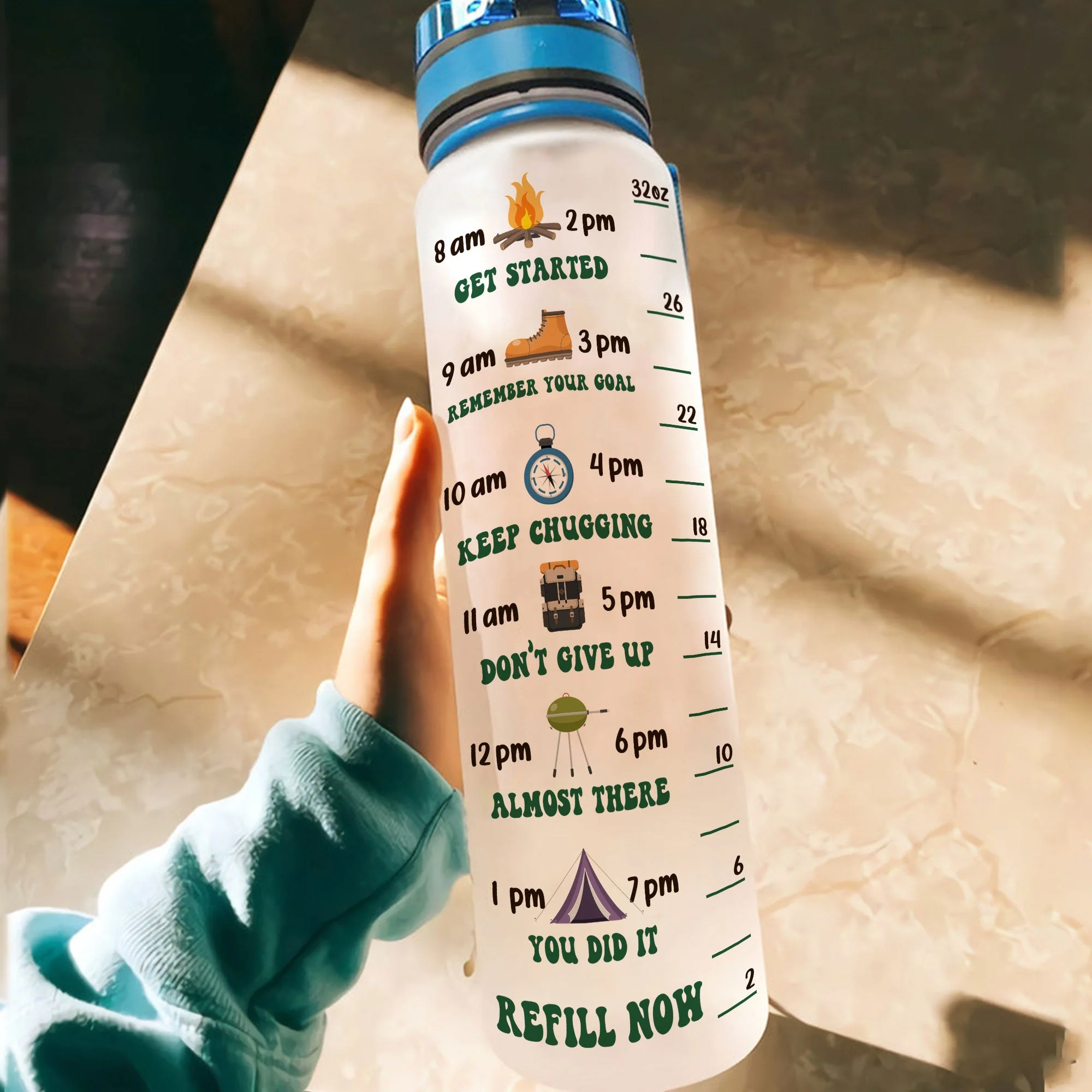 Drink S'More Water Camping Girl  - Personalized Water Tracker Bottle - Birthday, Motivation Gift For Her, Girl, Woman, Camping Lover - Image 4