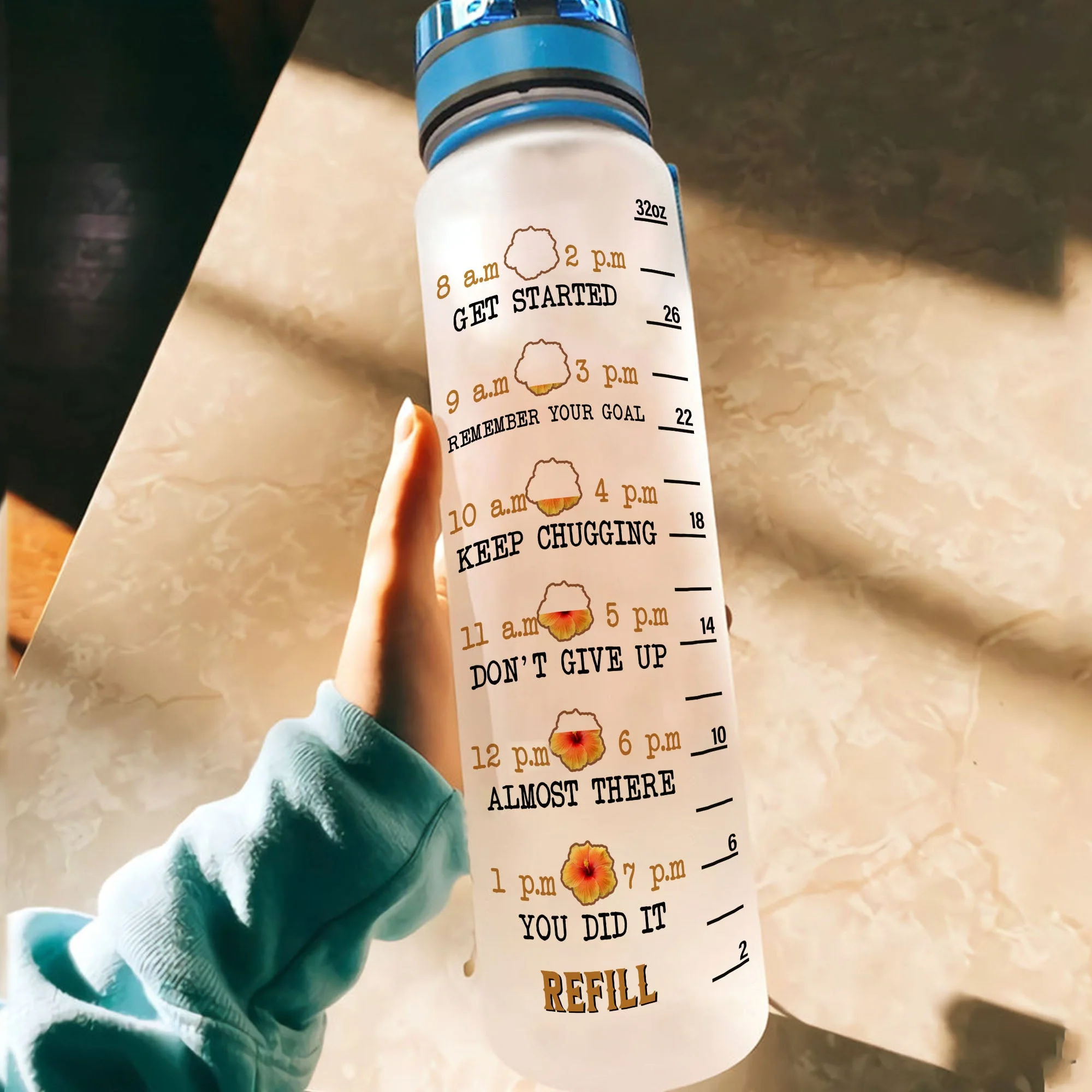 Drink Water You Beautiful B**ch - Personalized Water Tracker Bottle - Birthday Gift For Her, Black Girl, Black Woman, Sassy, Funny Gift - Image 4