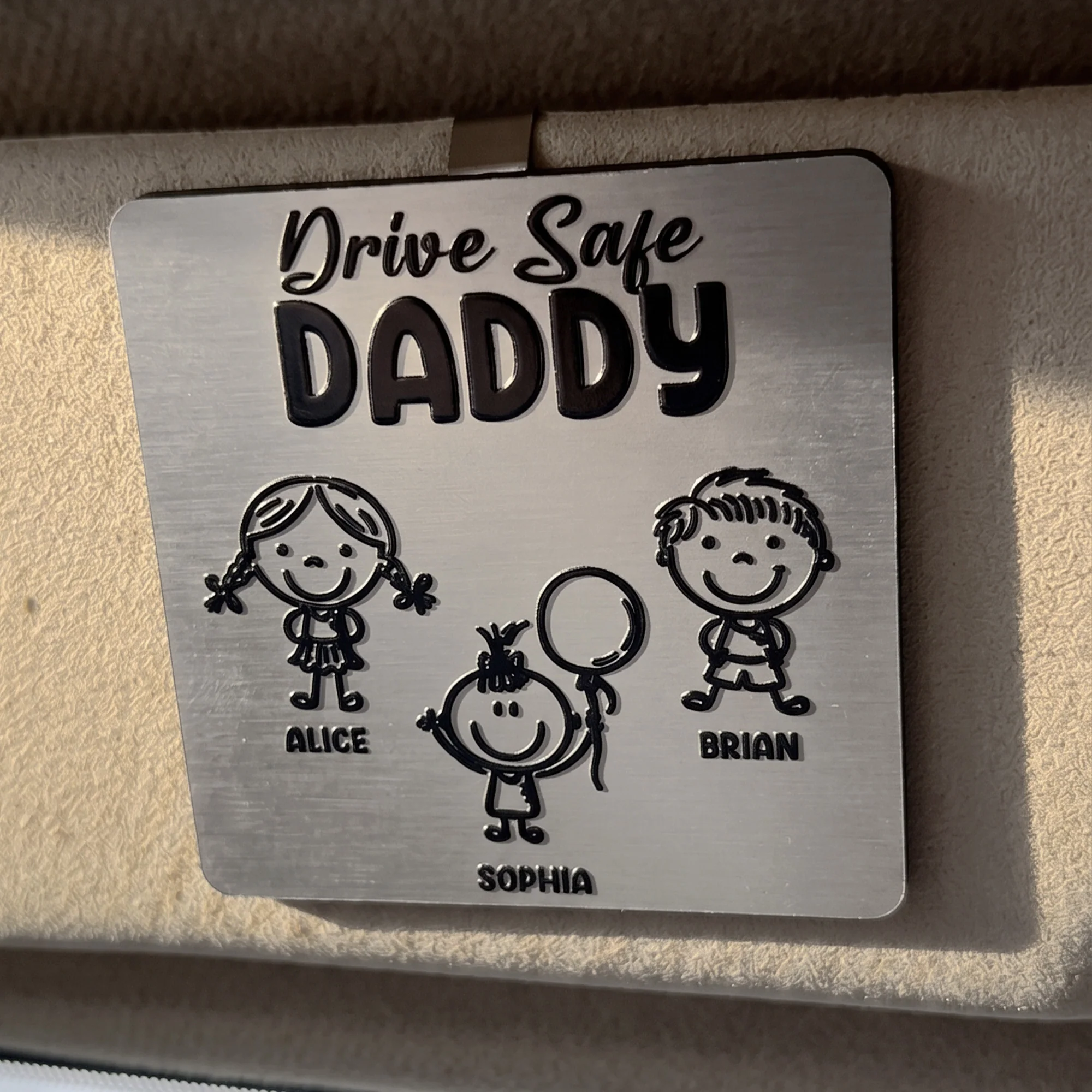 Drive Safe Daddy Doodle - Personalized Car Visor Clip - Image 2