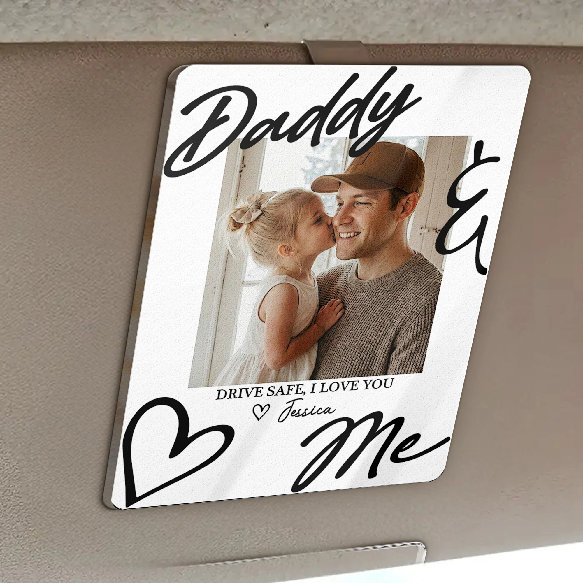 Drive Safe Daddy I Love You Father's Day Gift For Husband, Dad - Personalized Acrylic Photo Visor Clip - Image 4