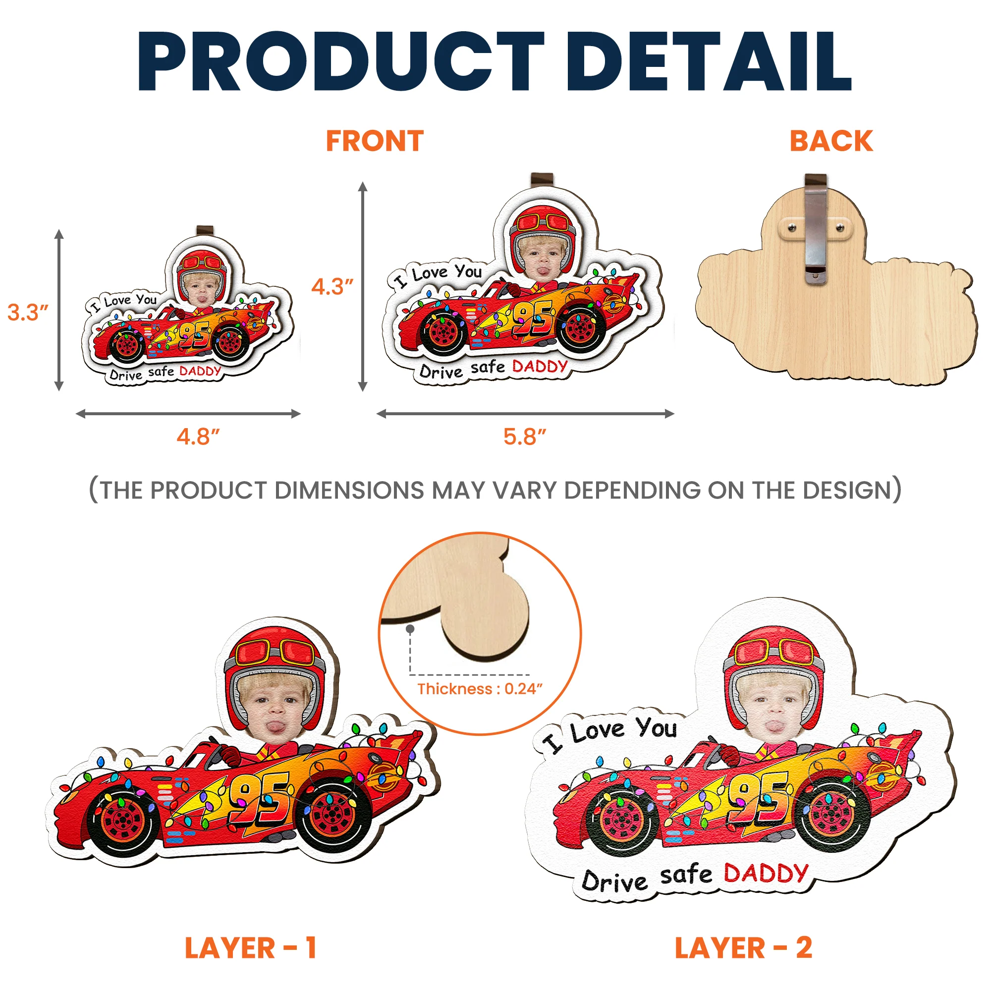 Drive Safe Daddy I Love You - Personalized Wooden Photo Car Visor Clip - Image 6