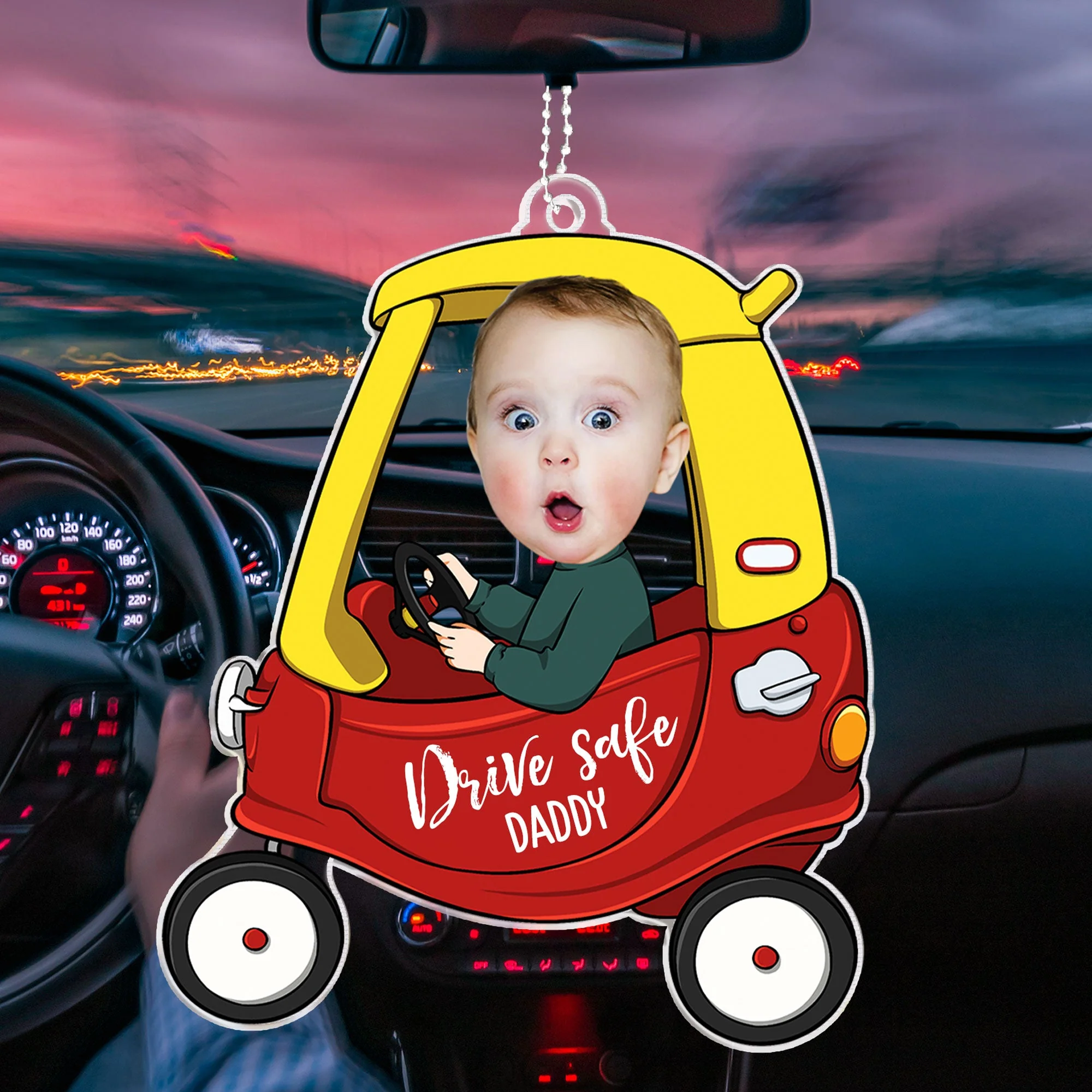 Drive Safe Daddy - Personalized Photo Rear View Mirror Accessory - Image 6