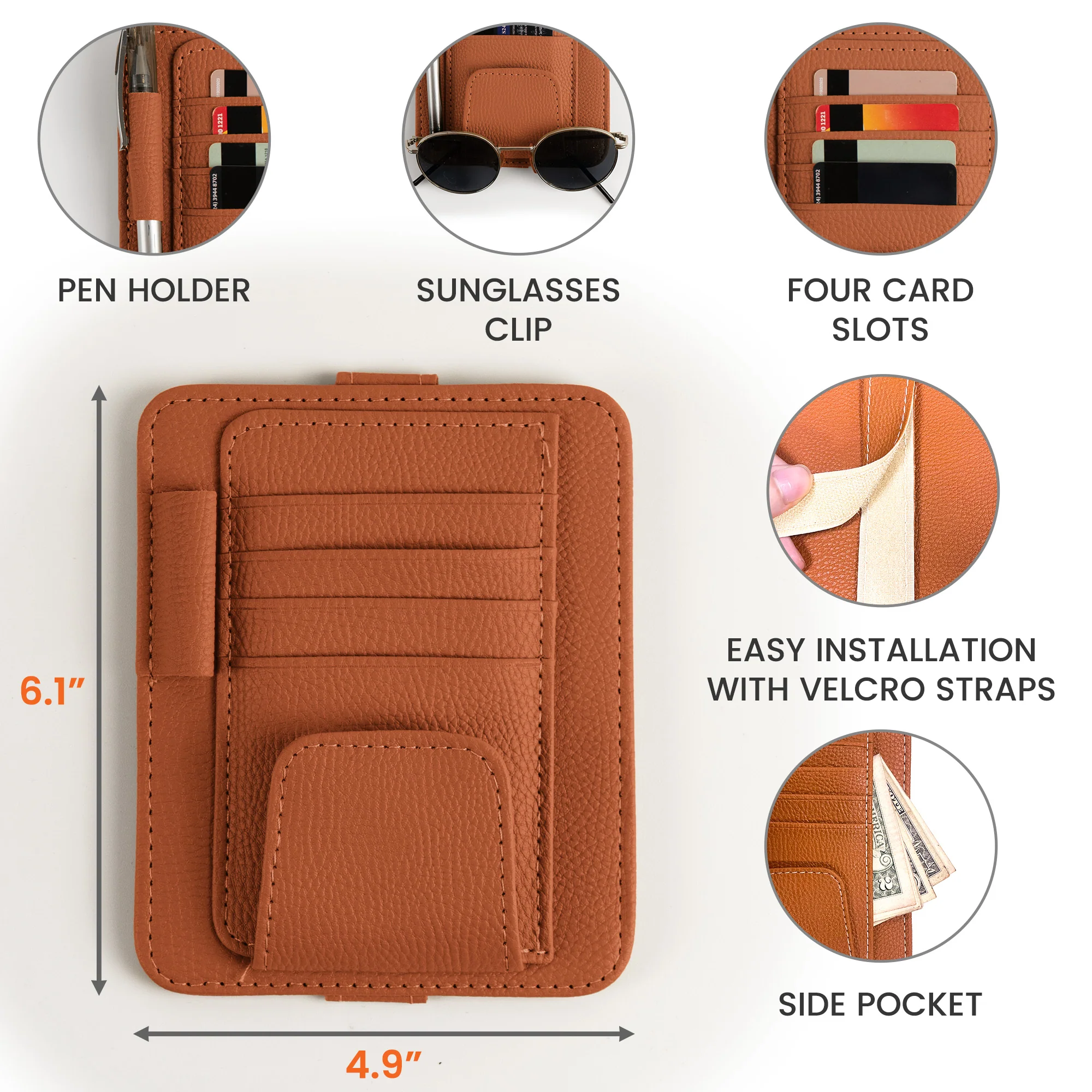Drive Safe, Daddy - Personalized Photo Leather Car Visor Organizer - Image 5