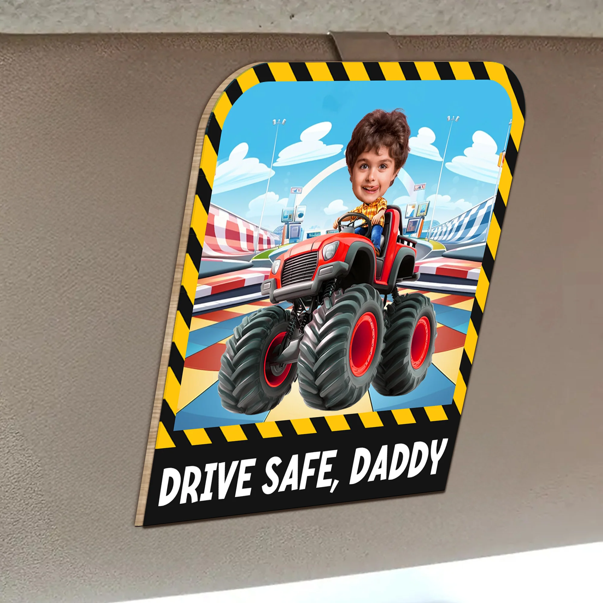Drive Safe, Daddy - Personalized Wooden Photo Car Visor Clip - Image 3