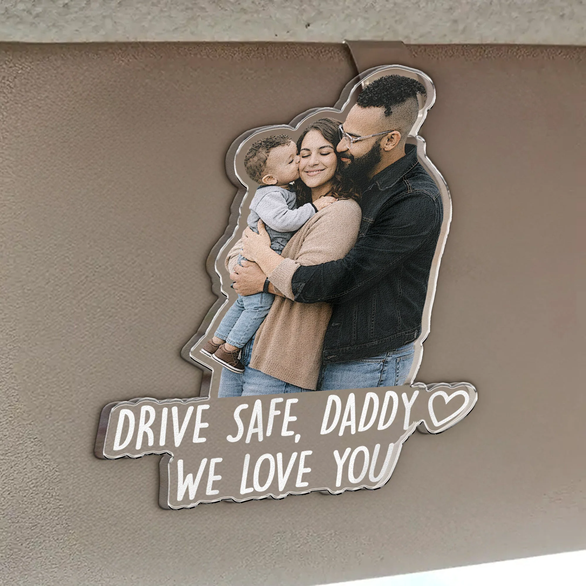 Drive Safe For Daddy, Husband, Him, Papa - Upload Photo - Personalized Acrylic Photo Visor Clip - Image 4