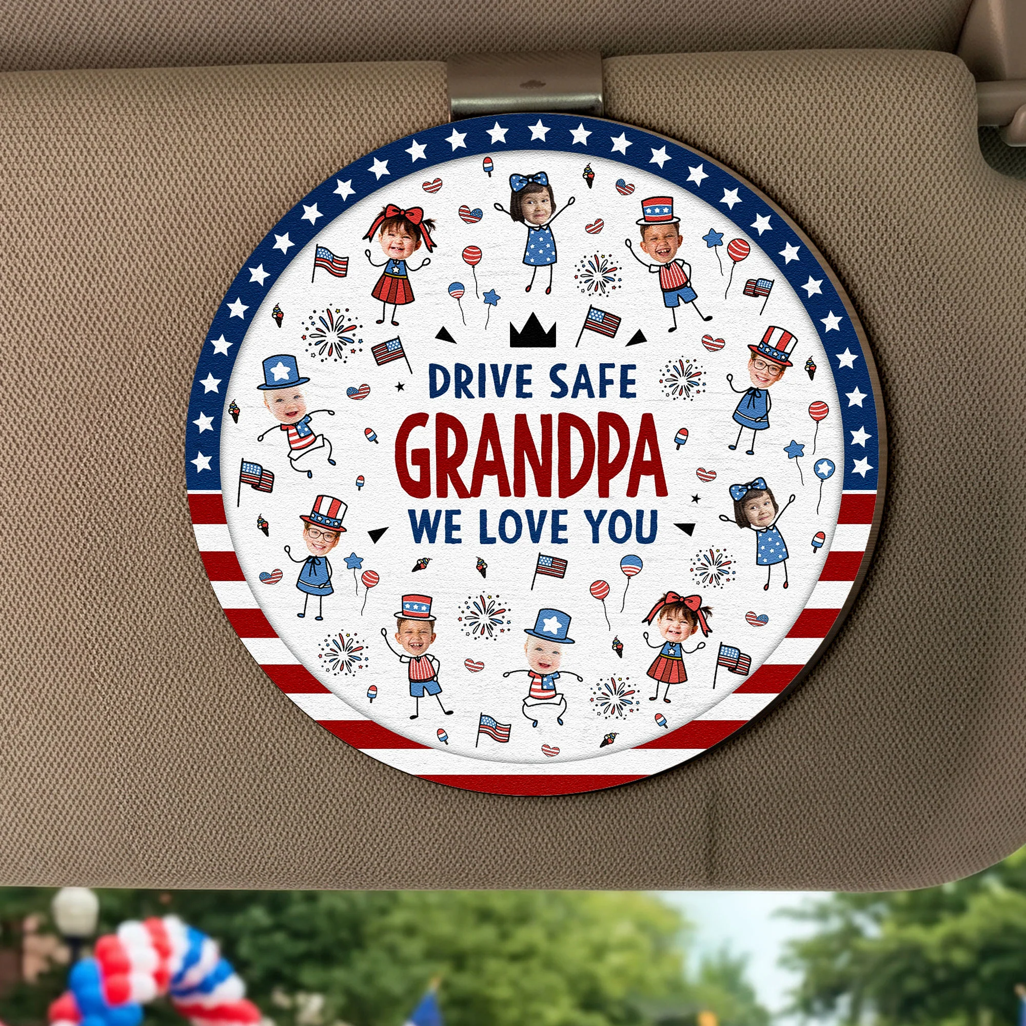 Drive Safe Grandpa Independence Style - Personalized Car Visor Clip