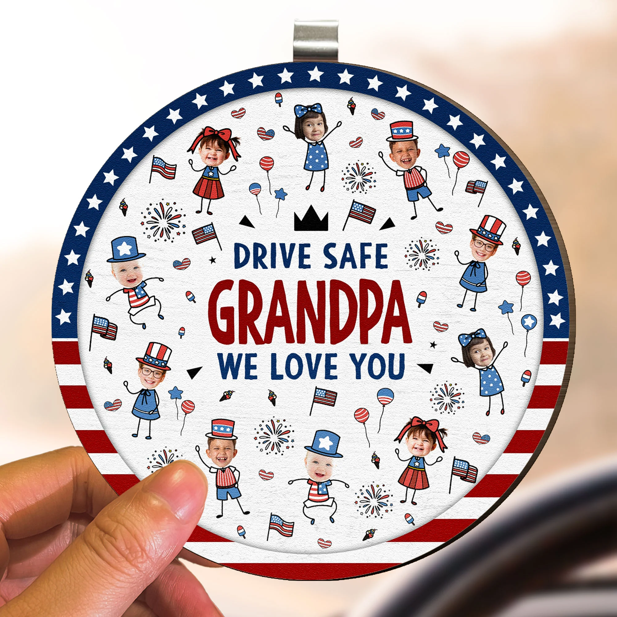 Drive Safe Grandpa Independence Style - Personalized Car Visor Clip - Image 5