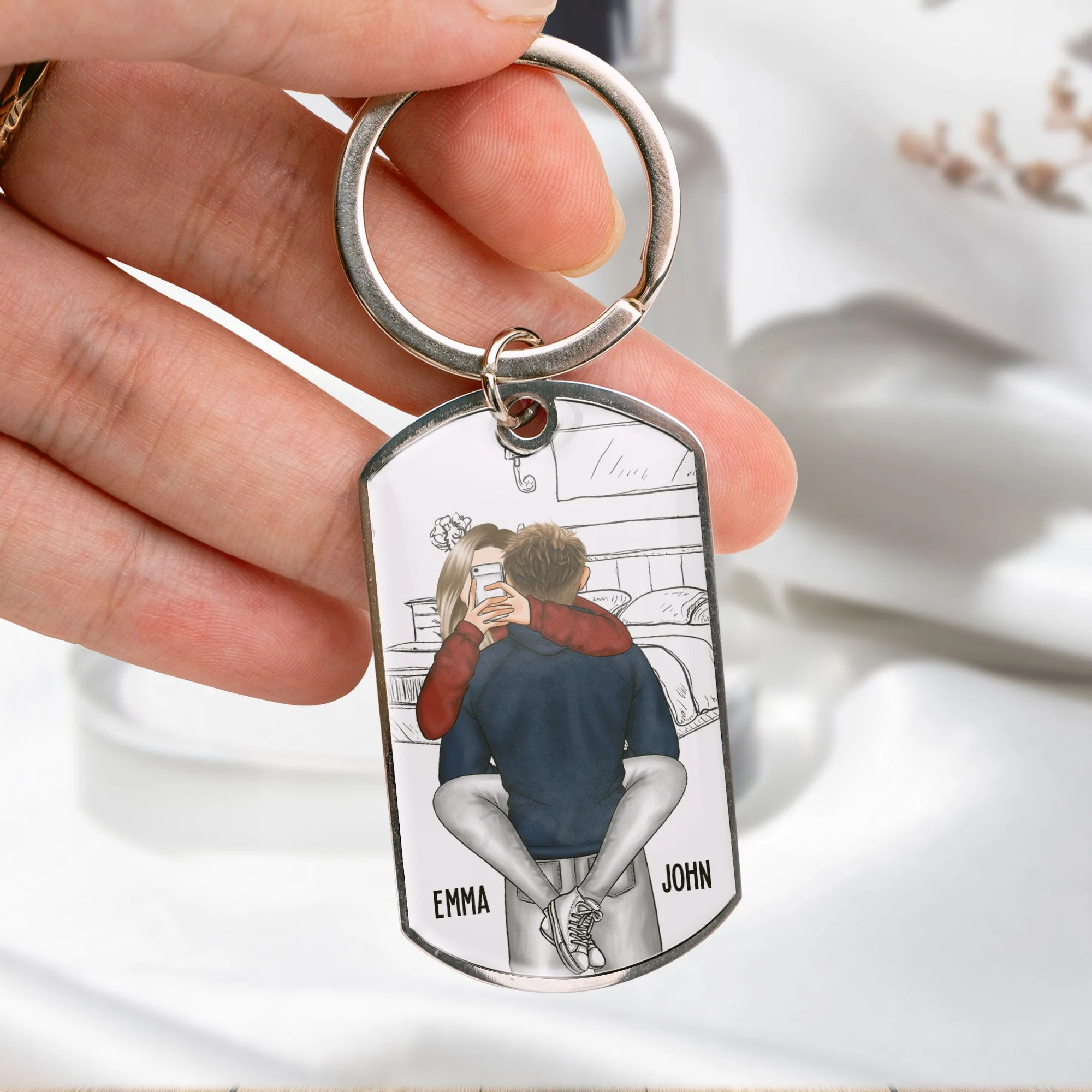 Drive Safe Handsome - Personalized Stainless Steel Keychain - Image 5