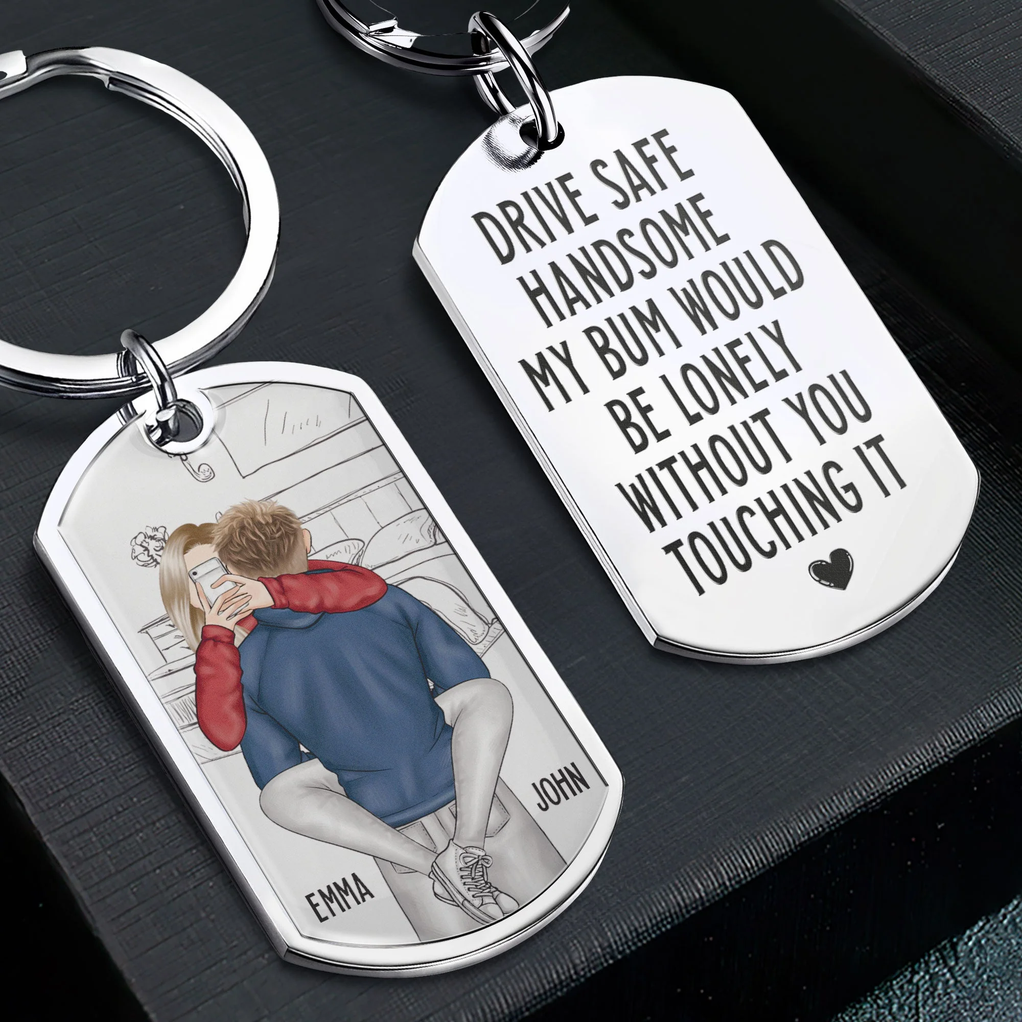 Drive Safe Handsome - Personalized Stainless Steel Keychain - Image 6