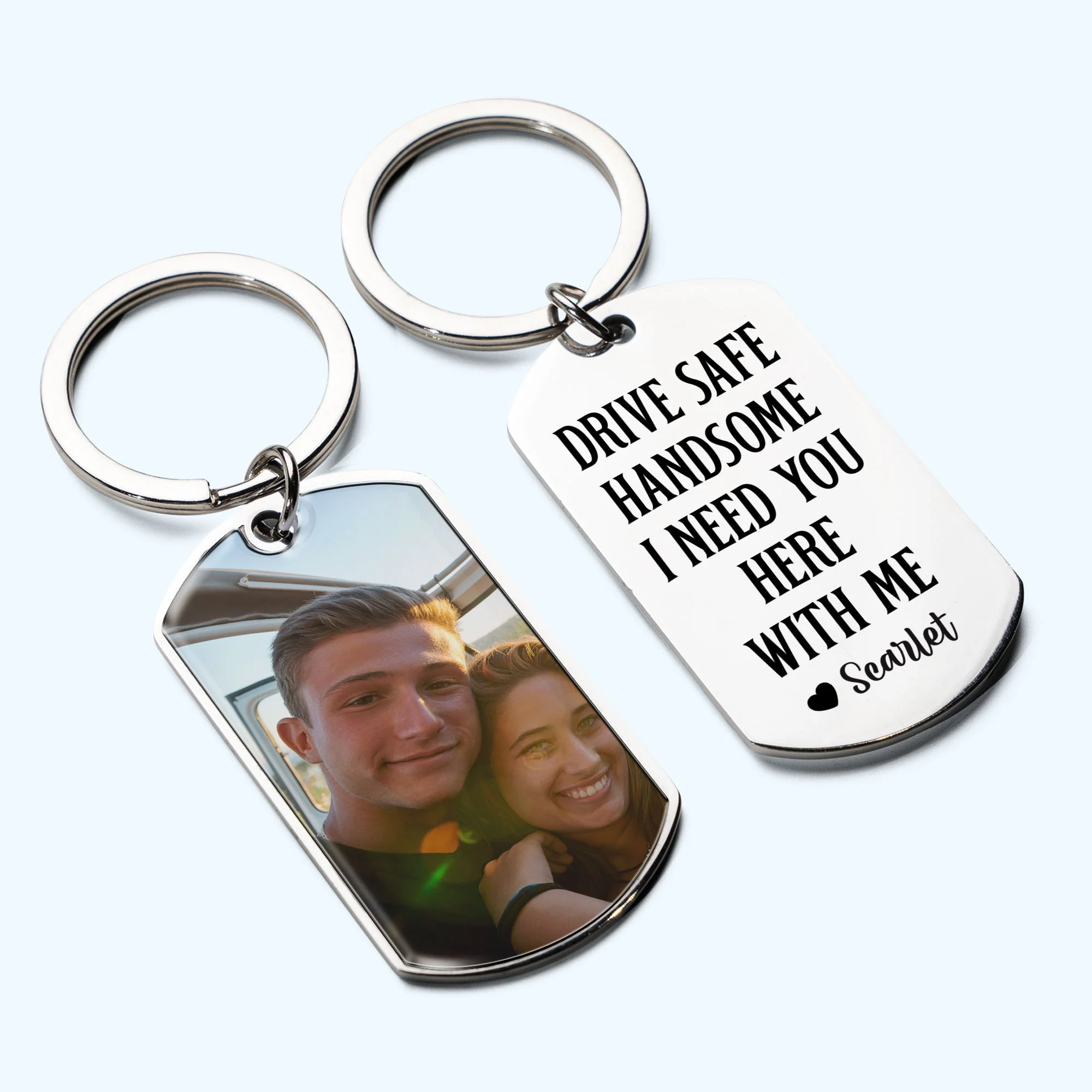 Drive Safe Handsome - Personalized Stainless Steel Photo Keychain - Birthday Gifts For Men, Husband, Him, Boyfriend - Image 4
