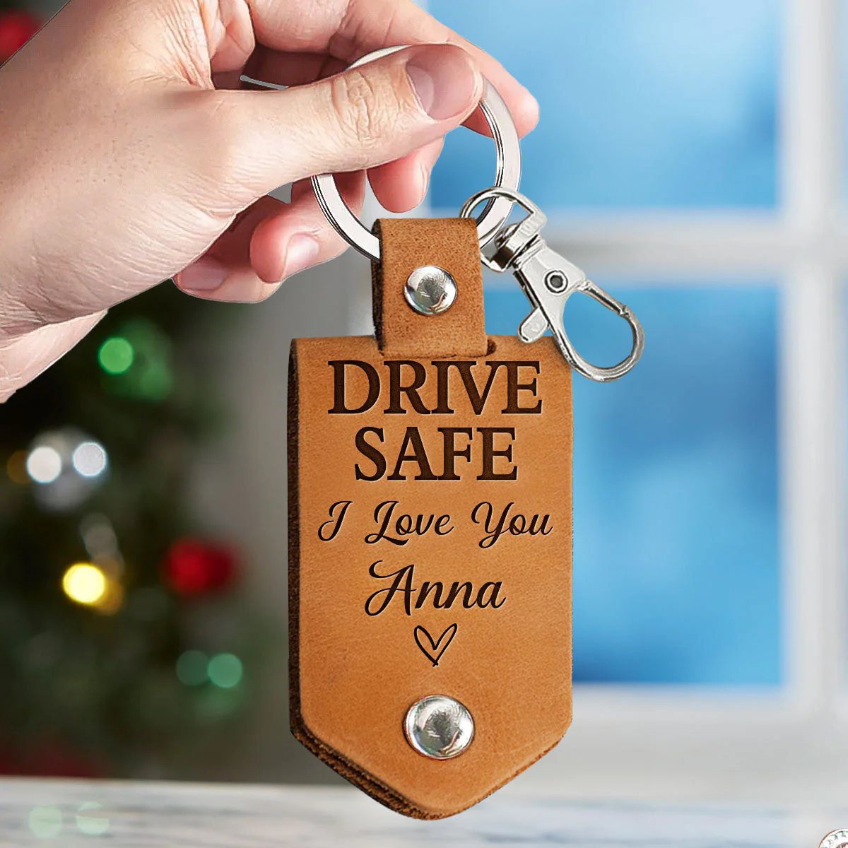 Drive Safe I Love You More Than The Distance Between Us - Personalized Leather Photo Keychain - Image 4