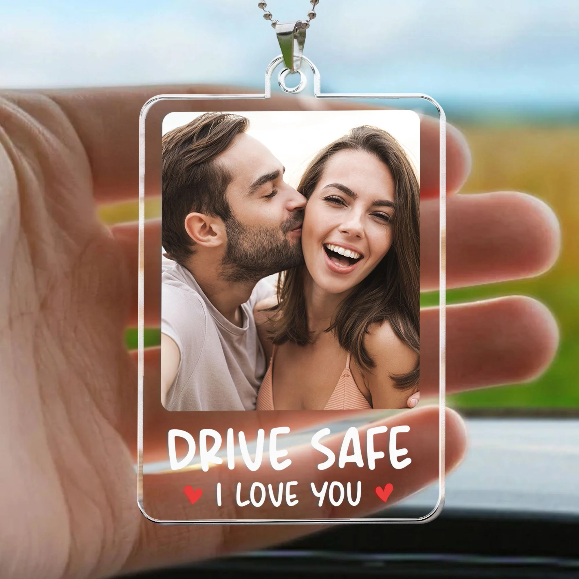 Drive Safe, I Love You - Personalized Photo Rear View Mirror Accessory - Image 4