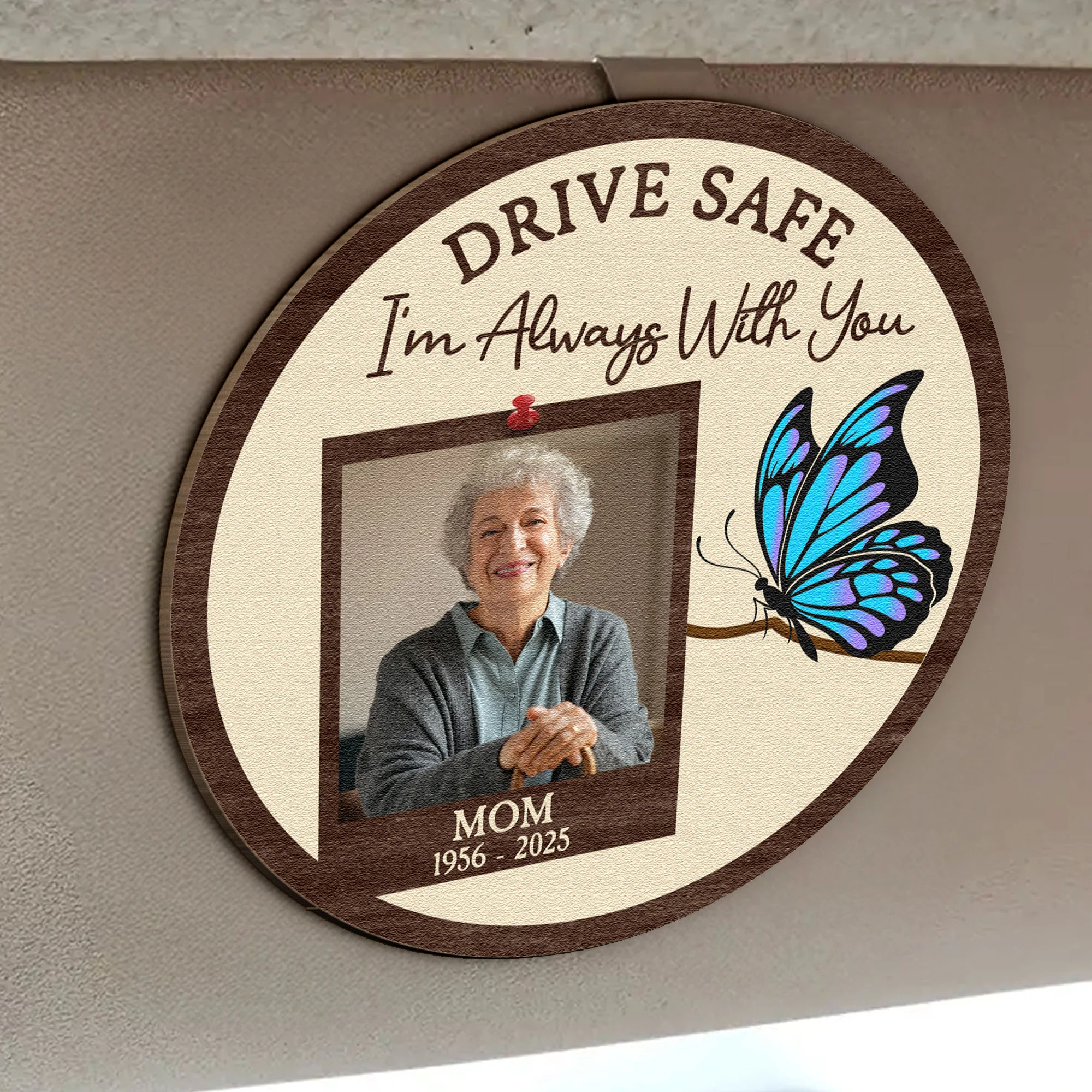 Drive Safe I'm Always With You - Personalized Wooden Car Visor Clip - Image 2