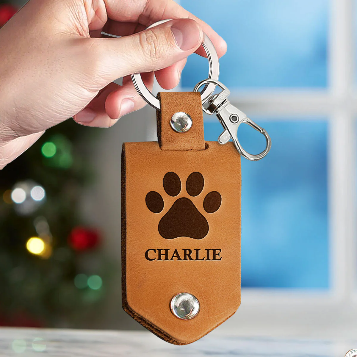 Drive Safe I'm Waiting For You At Home - Personalized Leather Photo Keychain - Image 3