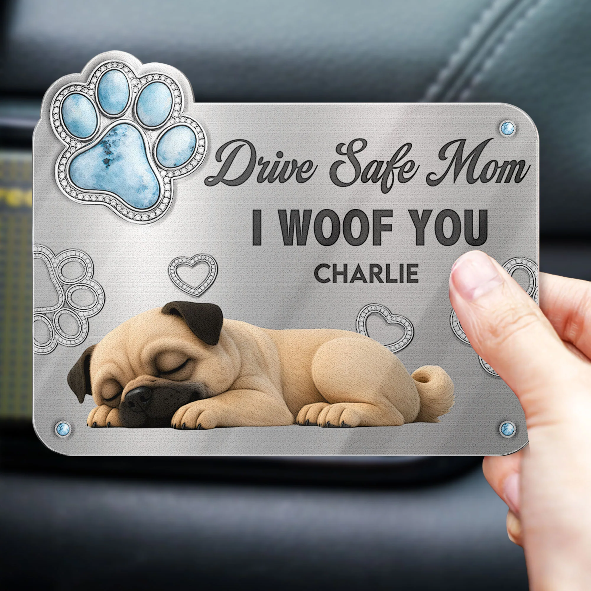 Drive Safe Mom I Woof You - Personalized Car Vent Clip - Image 3
