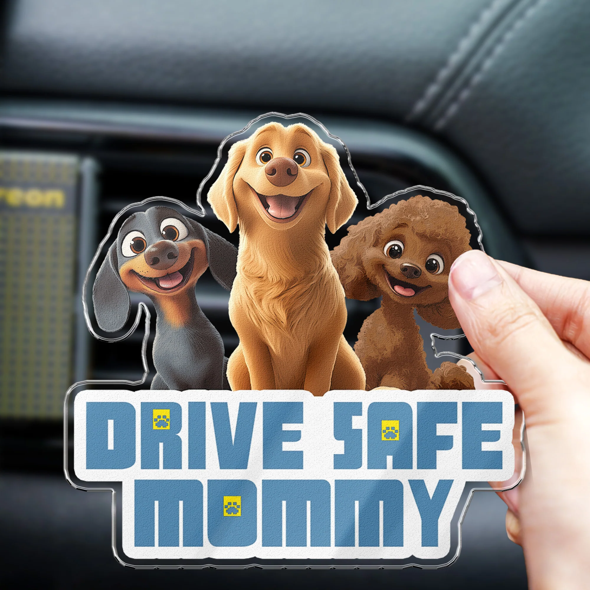 Drive Safe Mommy - Dog Mom, Dog Dad - Personalized Acrylic Car Vent Clip - Image 4