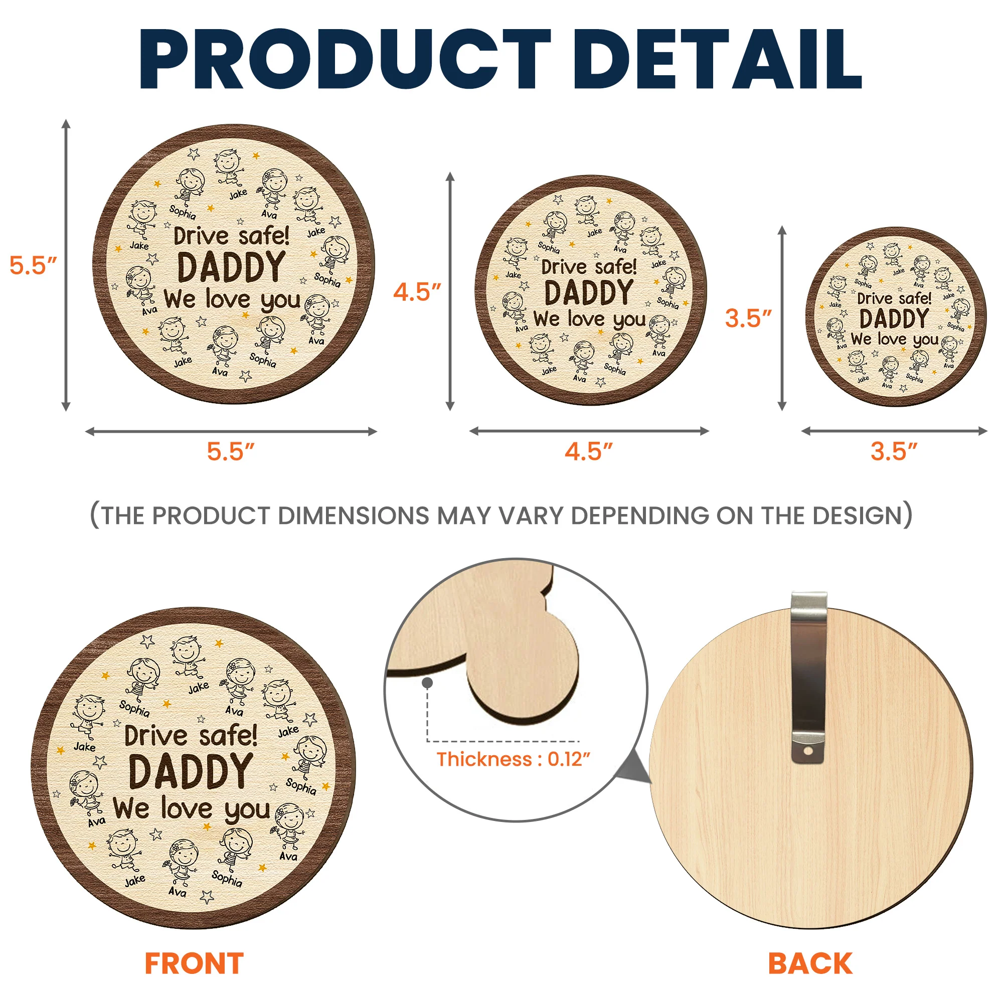 Drive Safe We Love You - Personalized Wooden Car Visor Clip - Image 4