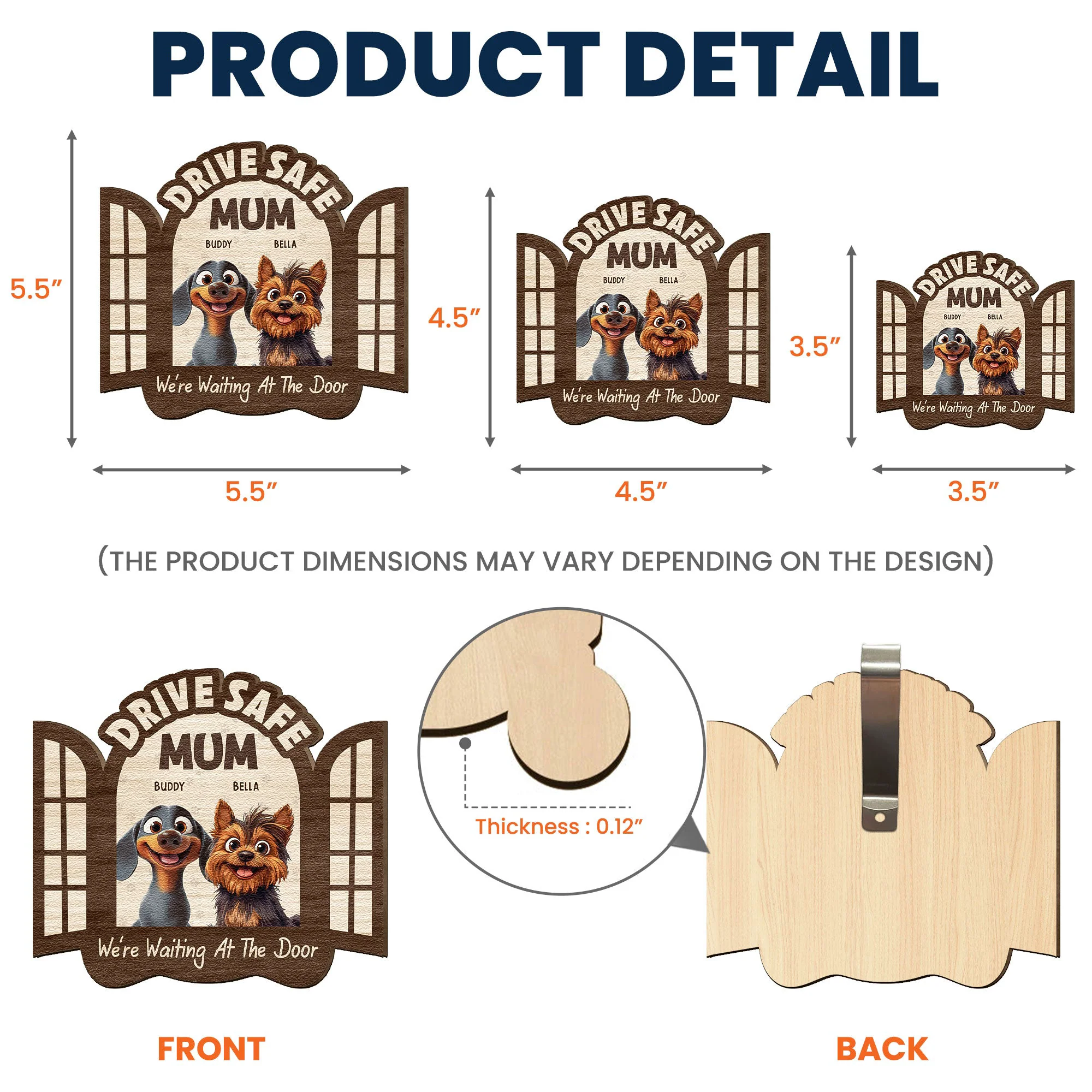 Drive Safe! We’re Waiting At The Door - Personalized Wooden Car Visor Clip - Image 6