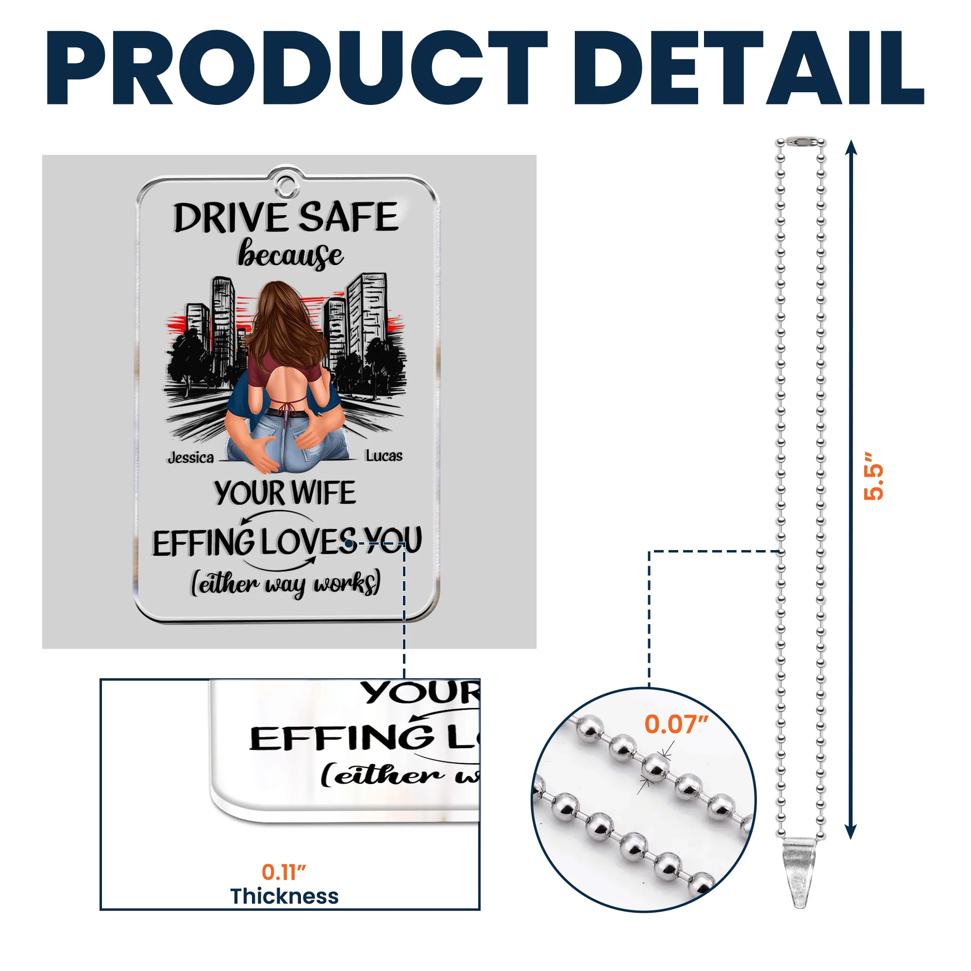Drive Safe Your Wife Effing Loves You - Personalized Rear View Mirror Accessory - Image 5