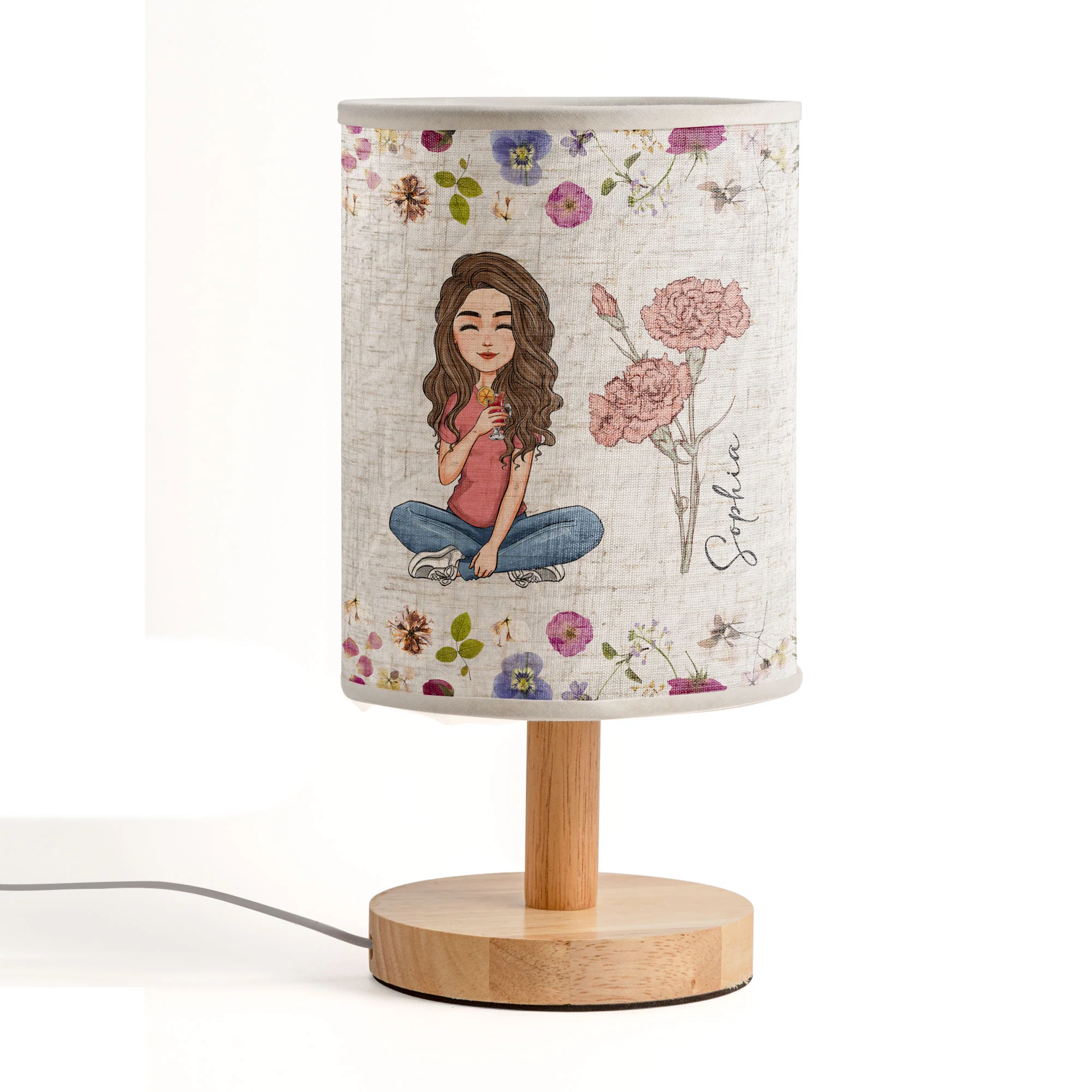 Dry Flower Pattern - Personalized Fabric Lamp - Image 2