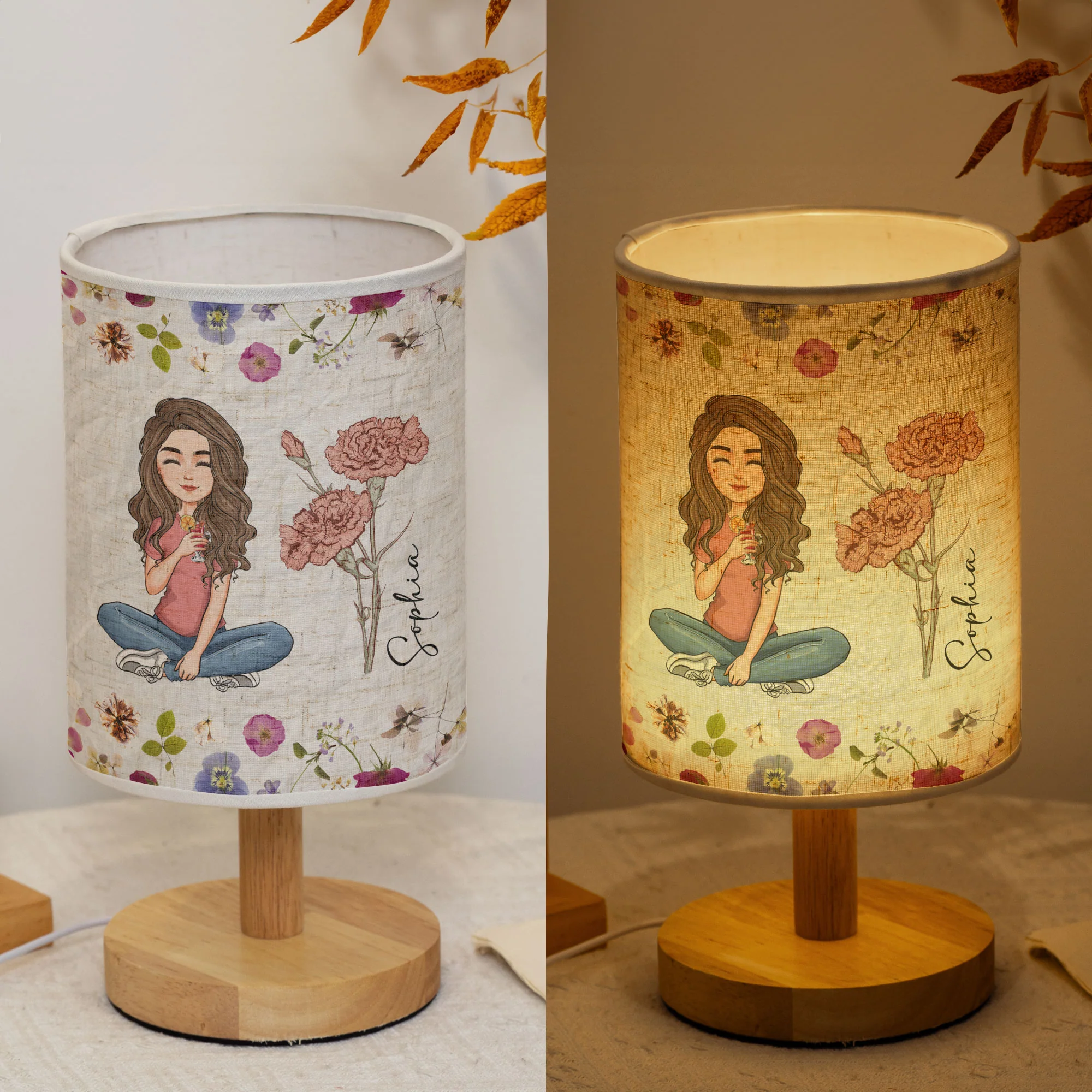 Dry Flower Pattern - Personalized Fabric Lamp - Image 4
