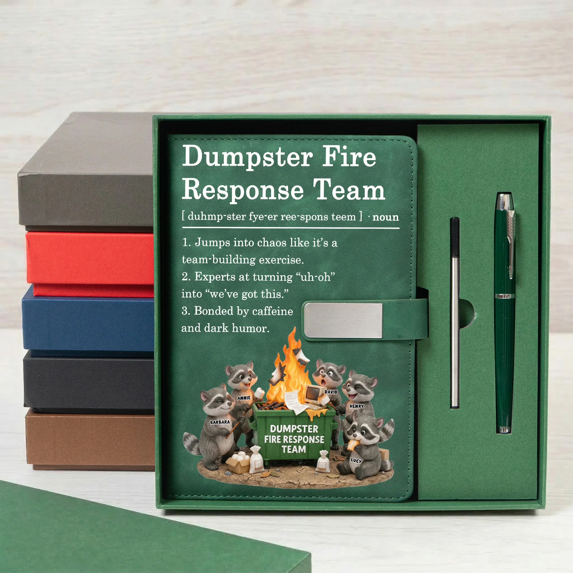 Dumpster On Fire Response Team - Funny Gift For Coworkers Team - Personalized Notebook Set - Image 6