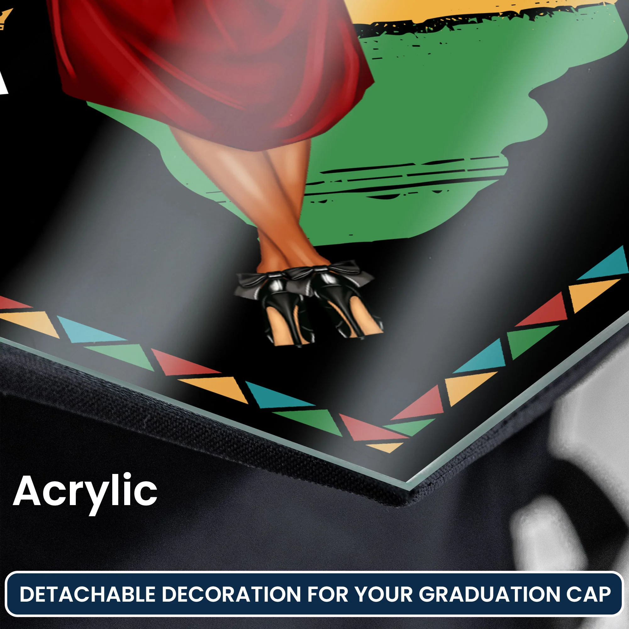 Educated Dope Black King Queen - Personalized Graduation Cap Topper - Image 3