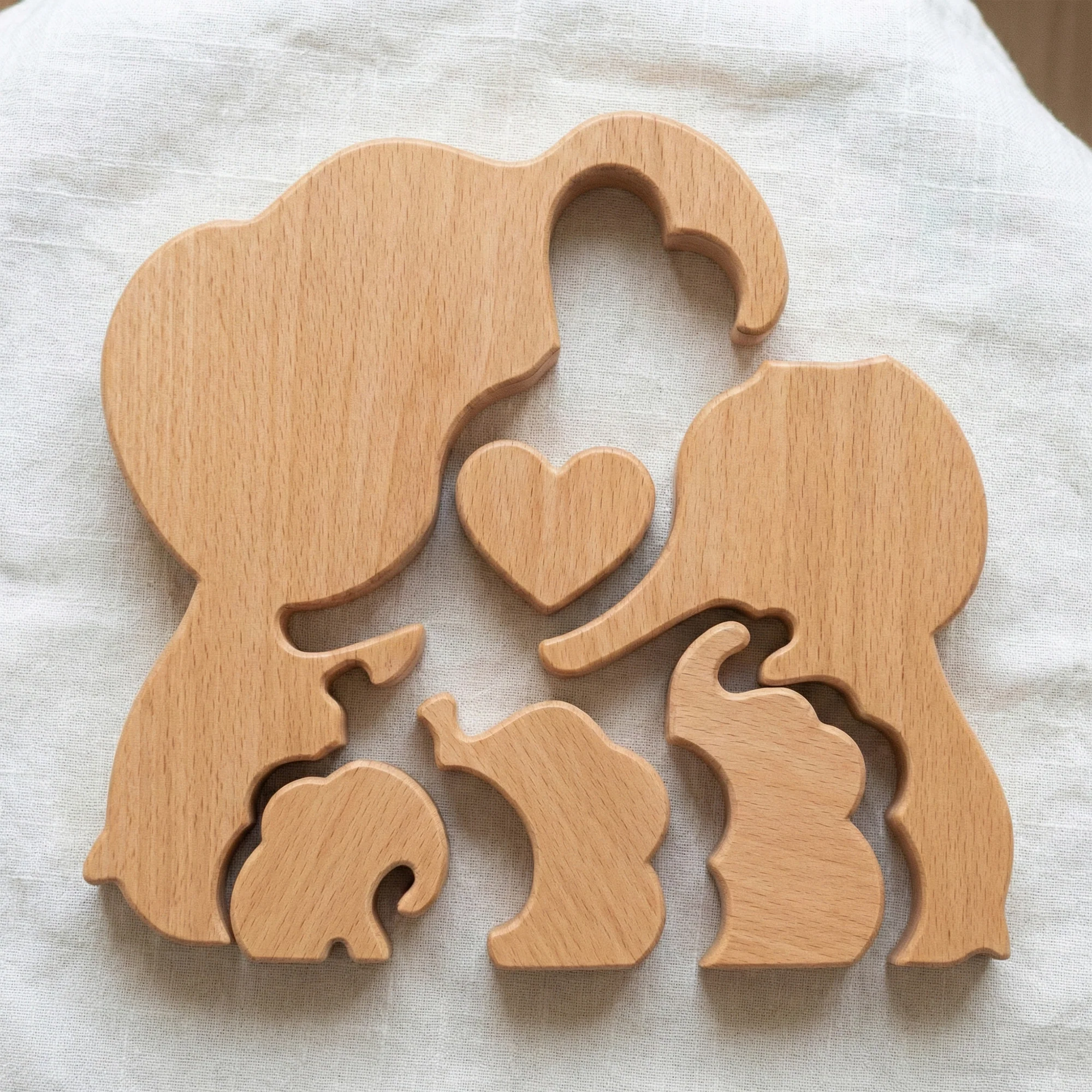Elephant Family Parents & Kids - Custom Names - Mother's Day Gift - Personalized Wooden Family Puzzle - Image 5