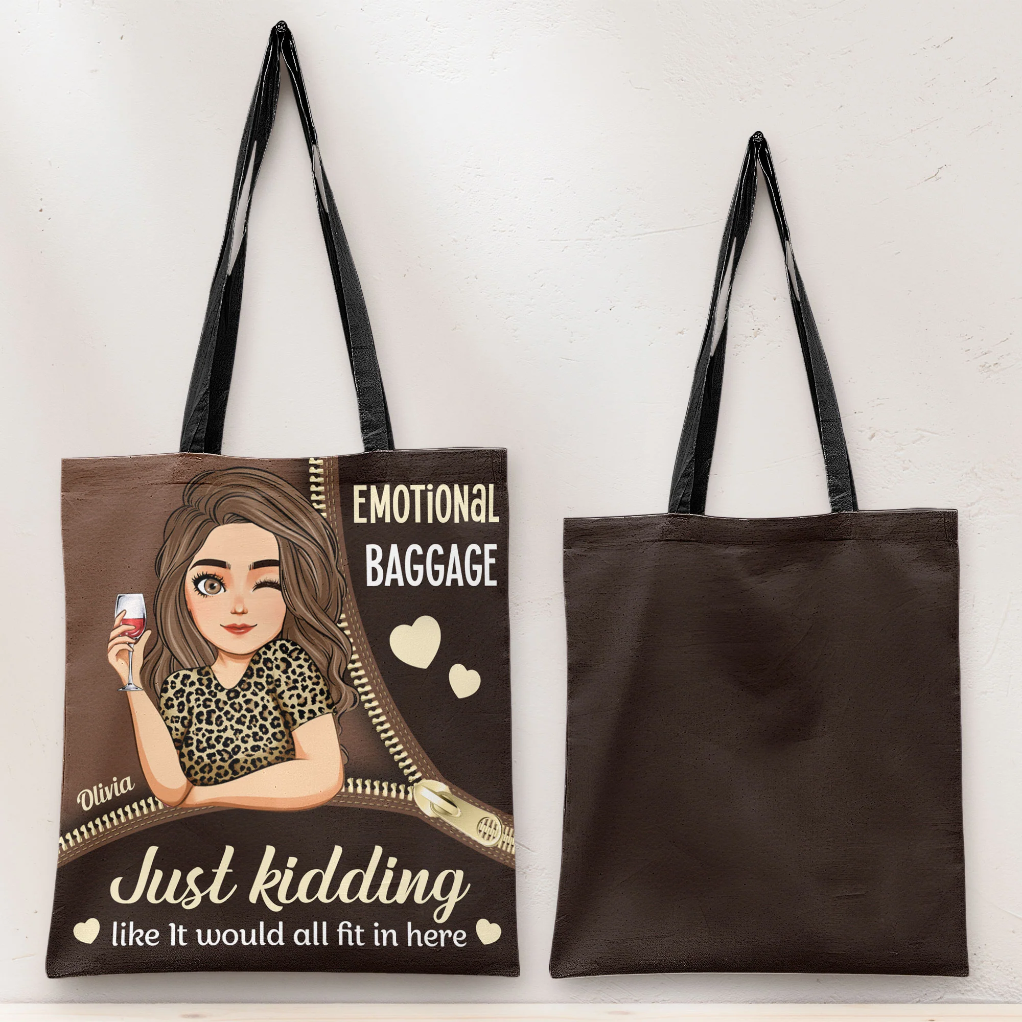Emotional Baggage Just Kidding - Personalized Tote Bag - Image 2