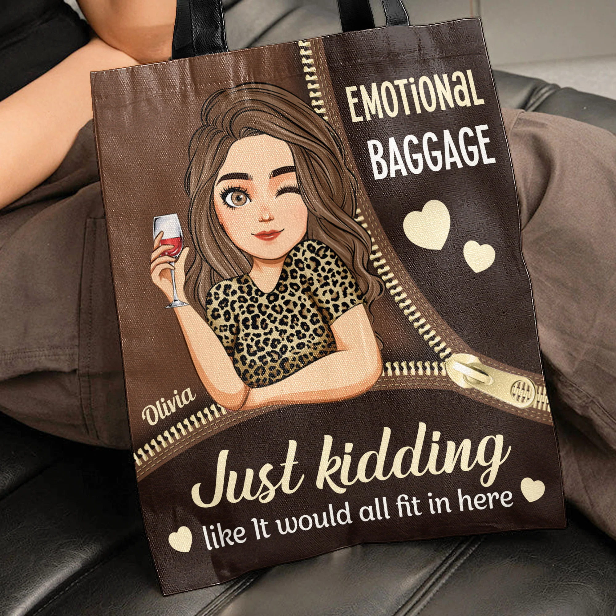 Emotional Baggage Just Kidding - Personalized Tote Bag - Image 3