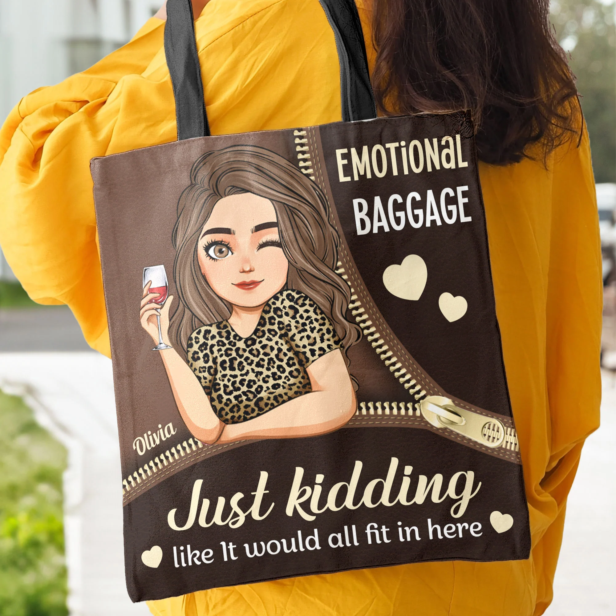 Emotional Baggage Just Kidding - Personalized Tote Bag - Image 4