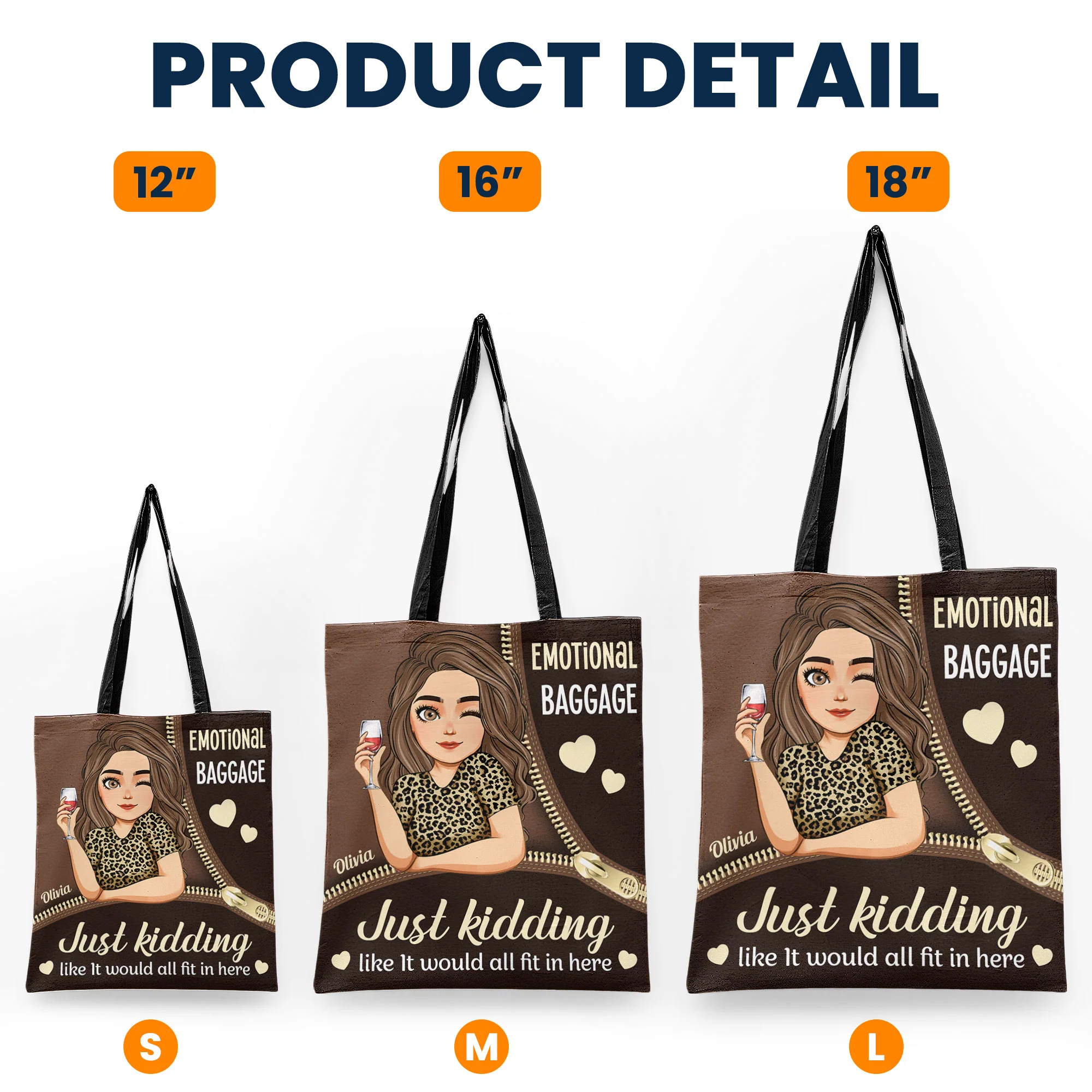 Emotional Baggage Just Kidding - Personalized Tote Bag - Image 5