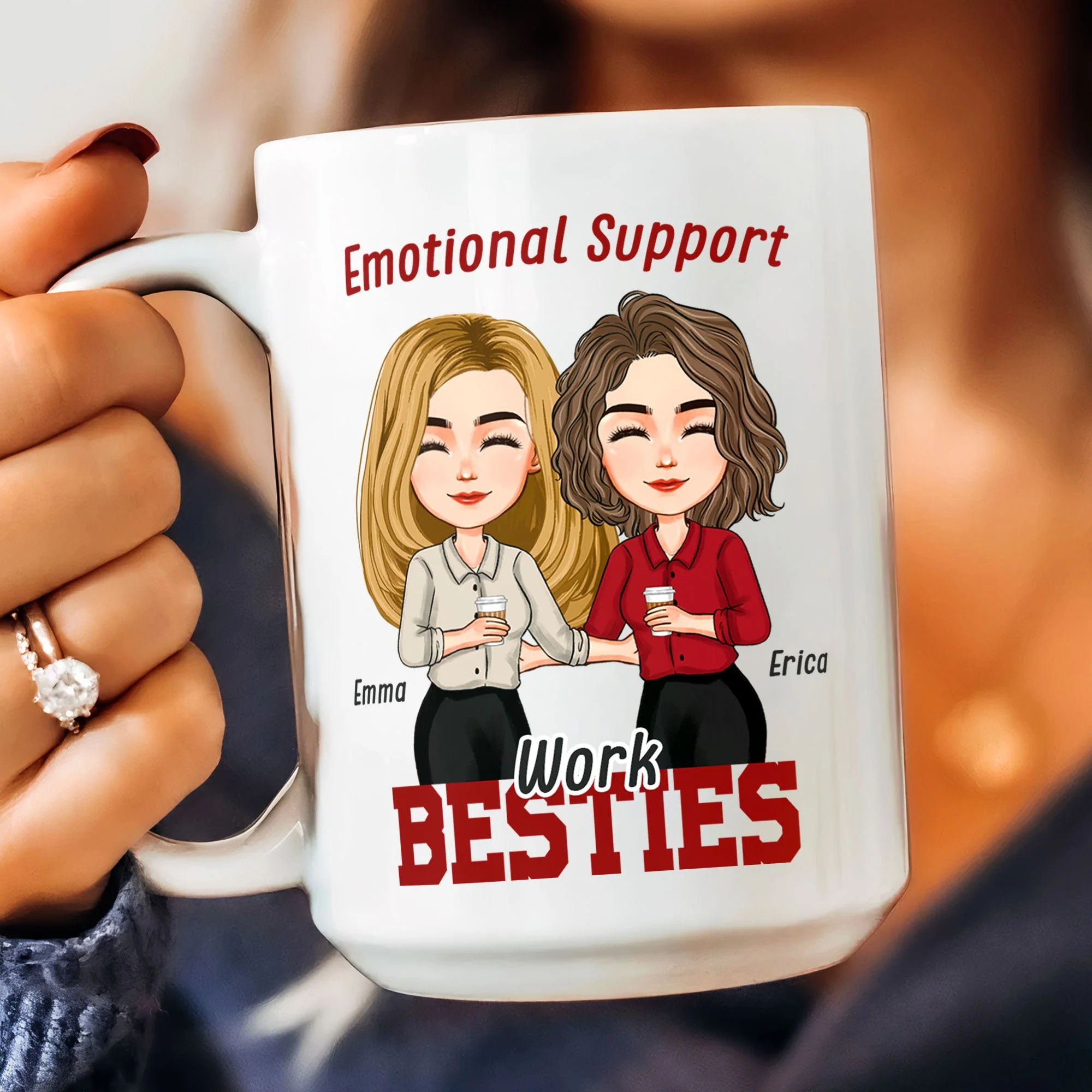 Emotional Support Work Besties - Personalized Mug - Image 8