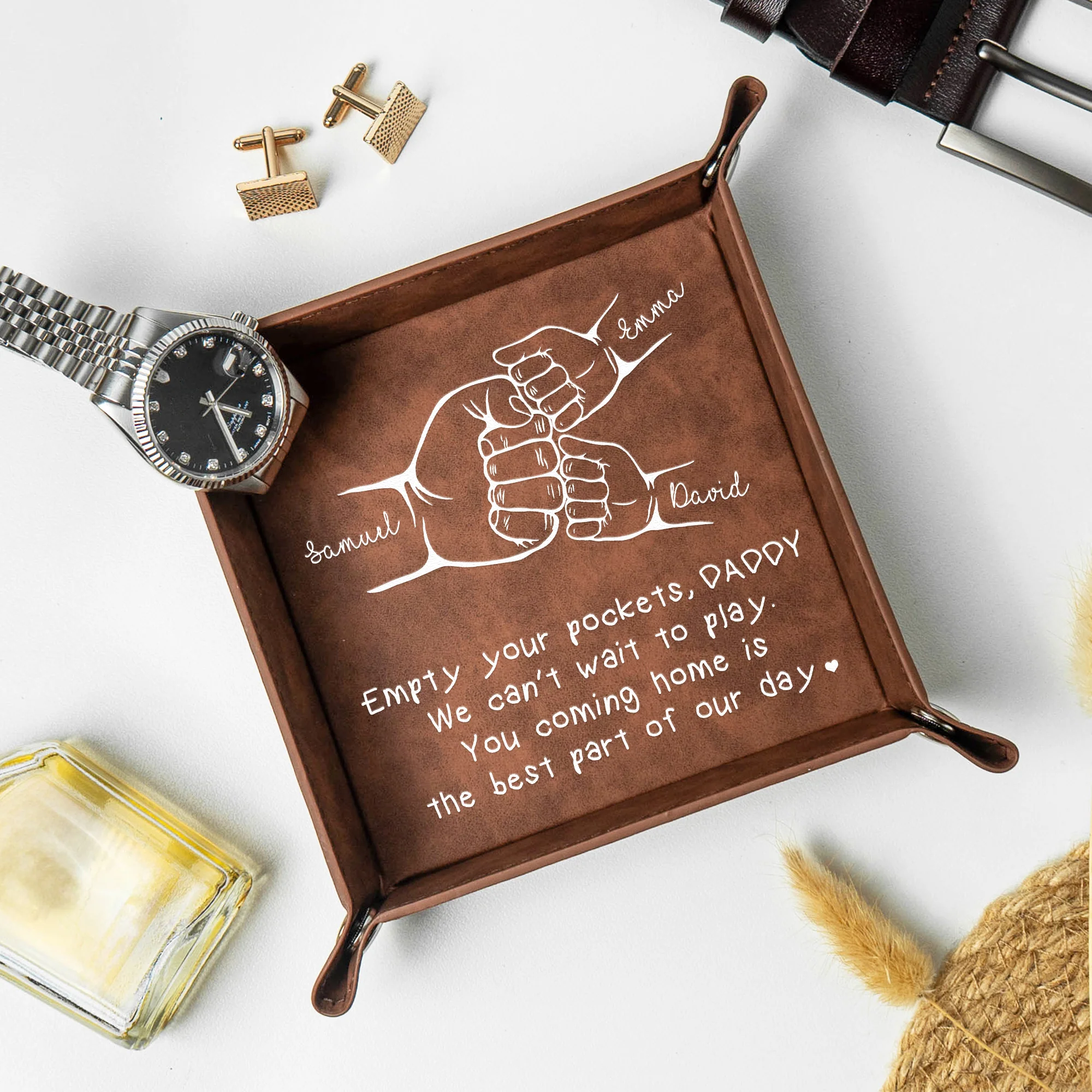 Empty Your Pockets, Dad We Can't Wait To Play - Personalized Valet Tray - Image 2