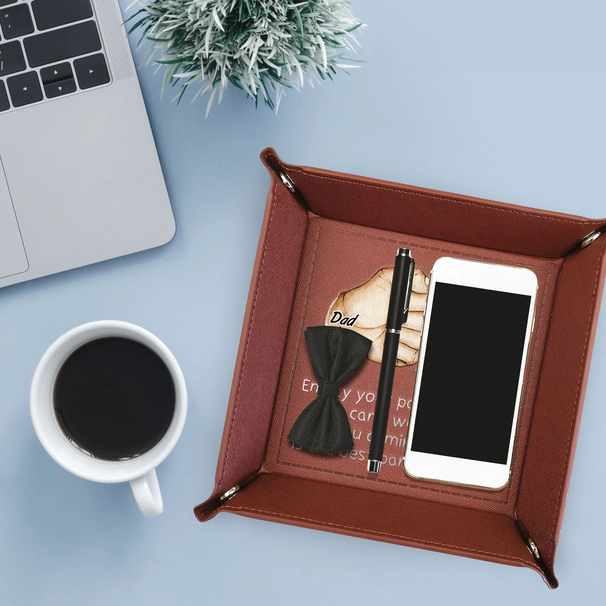 Empty Your Pockets Daddy - Personalized Leather Valet Tray - Image 2