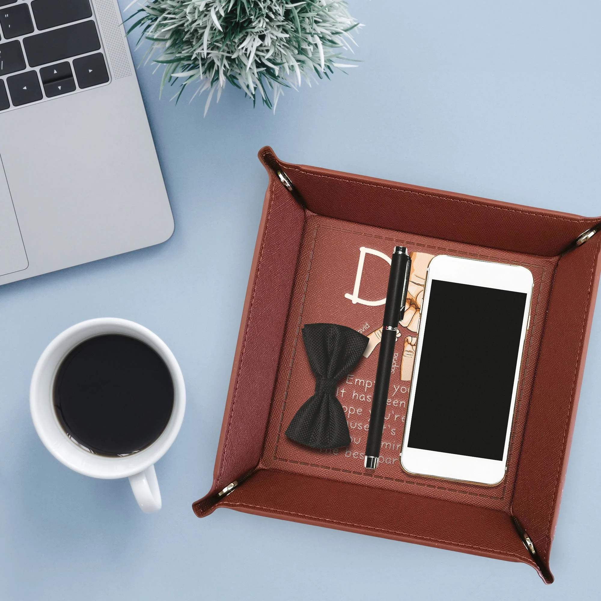 Empty Your Pockets Play With Us Father's Day Gifts - Personalized Leather Valet Tray - Image 4