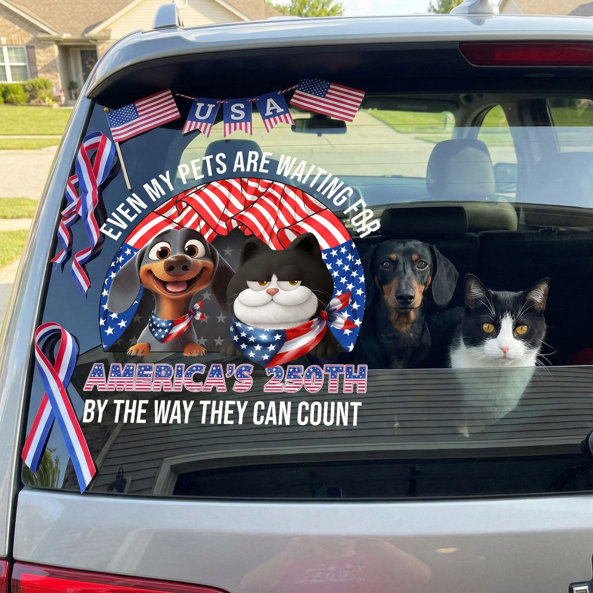 Even My Dog Is Waiting For America’s 250Th By The Way He Can Count - Personalized Decal - Image 3