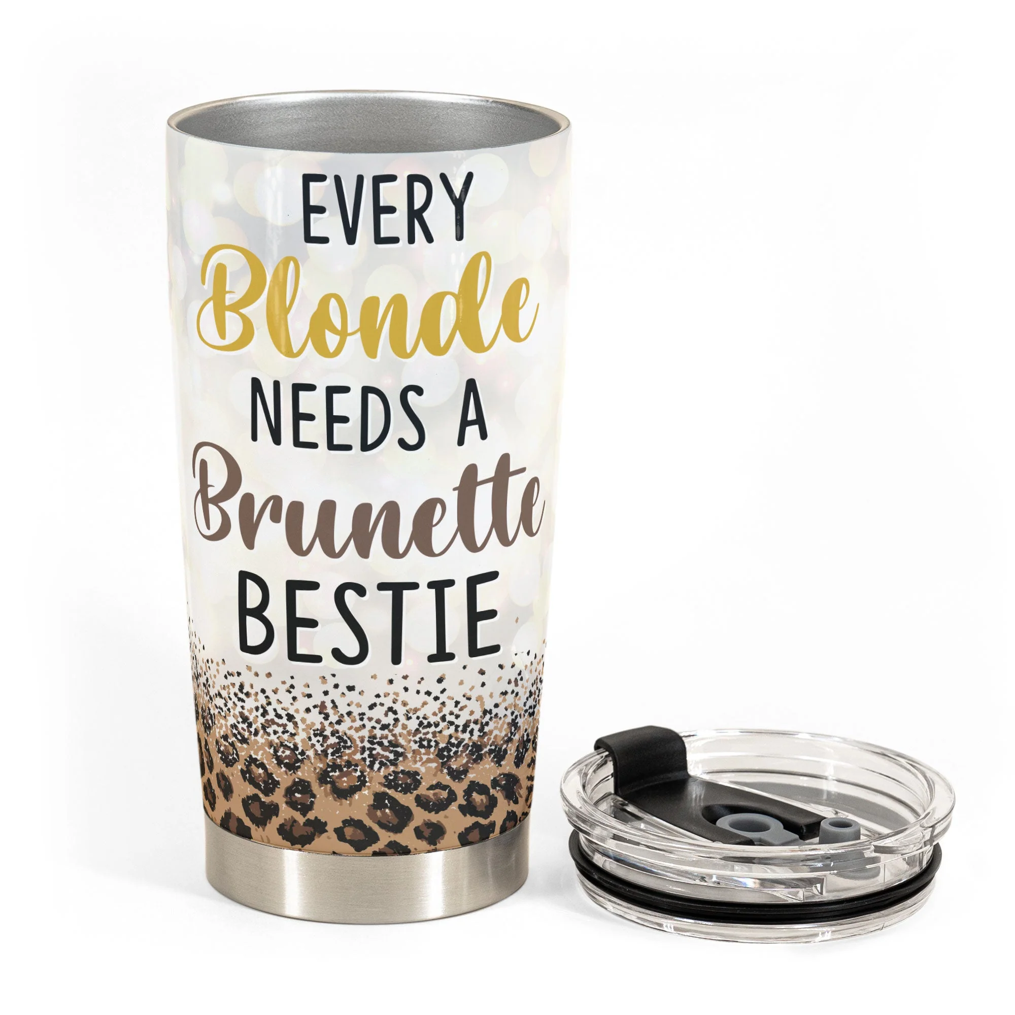Every Blonde Needs A Brunette Bestie - Personalized Tumbler Cup - Birthday Gift For Besties, BFF, Sisters, Sistas, Co-workers - Sassy Girls - Image 3
