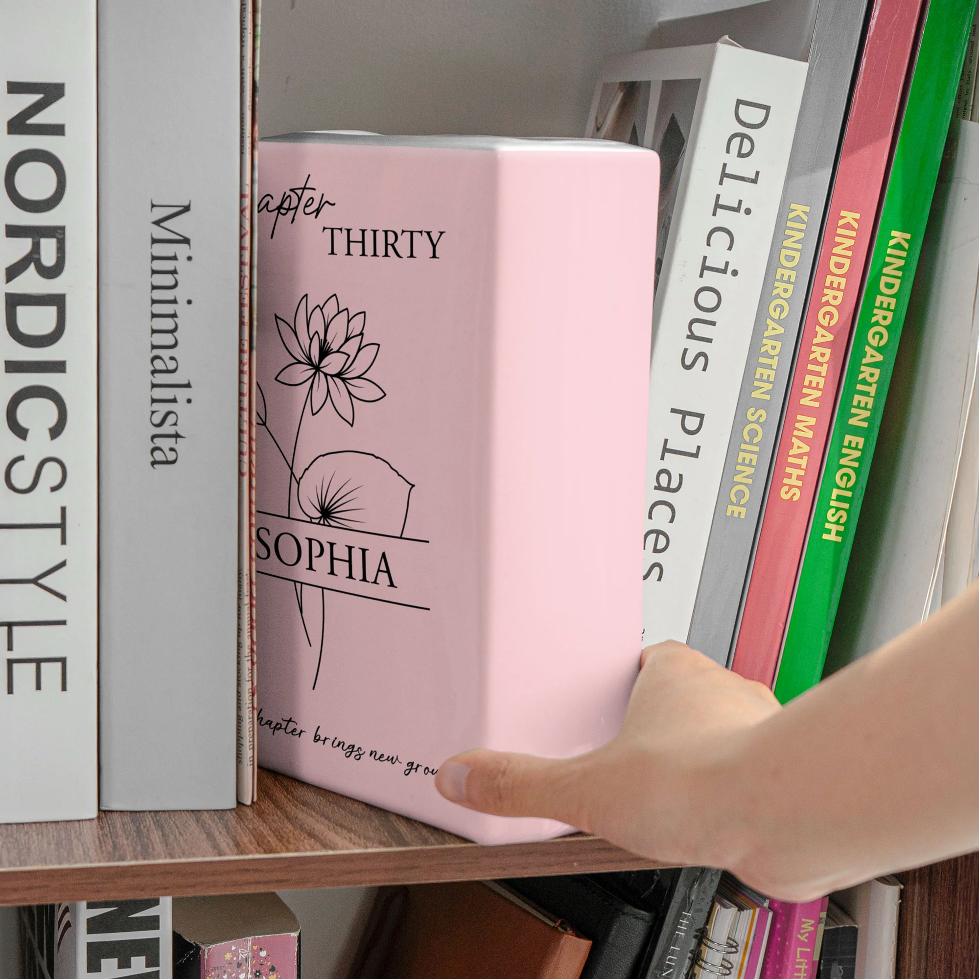 Every Chapter Brings New Growth Line Art Flowers - Personalized Vase - Image 4