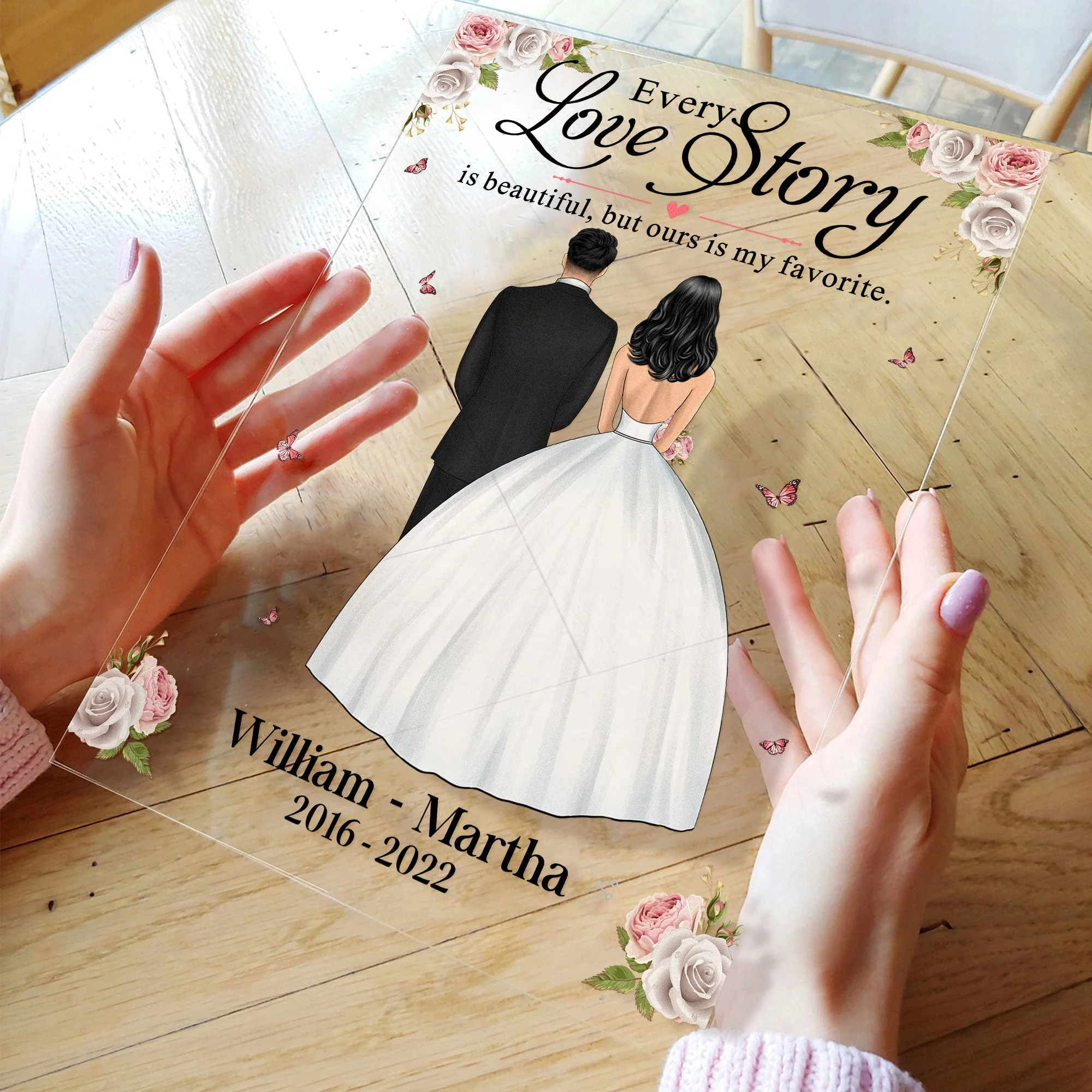 Every Love Story Is Beautiful, But Ours Is My Favorite - Personalized Acrylic Plaque - Image 3