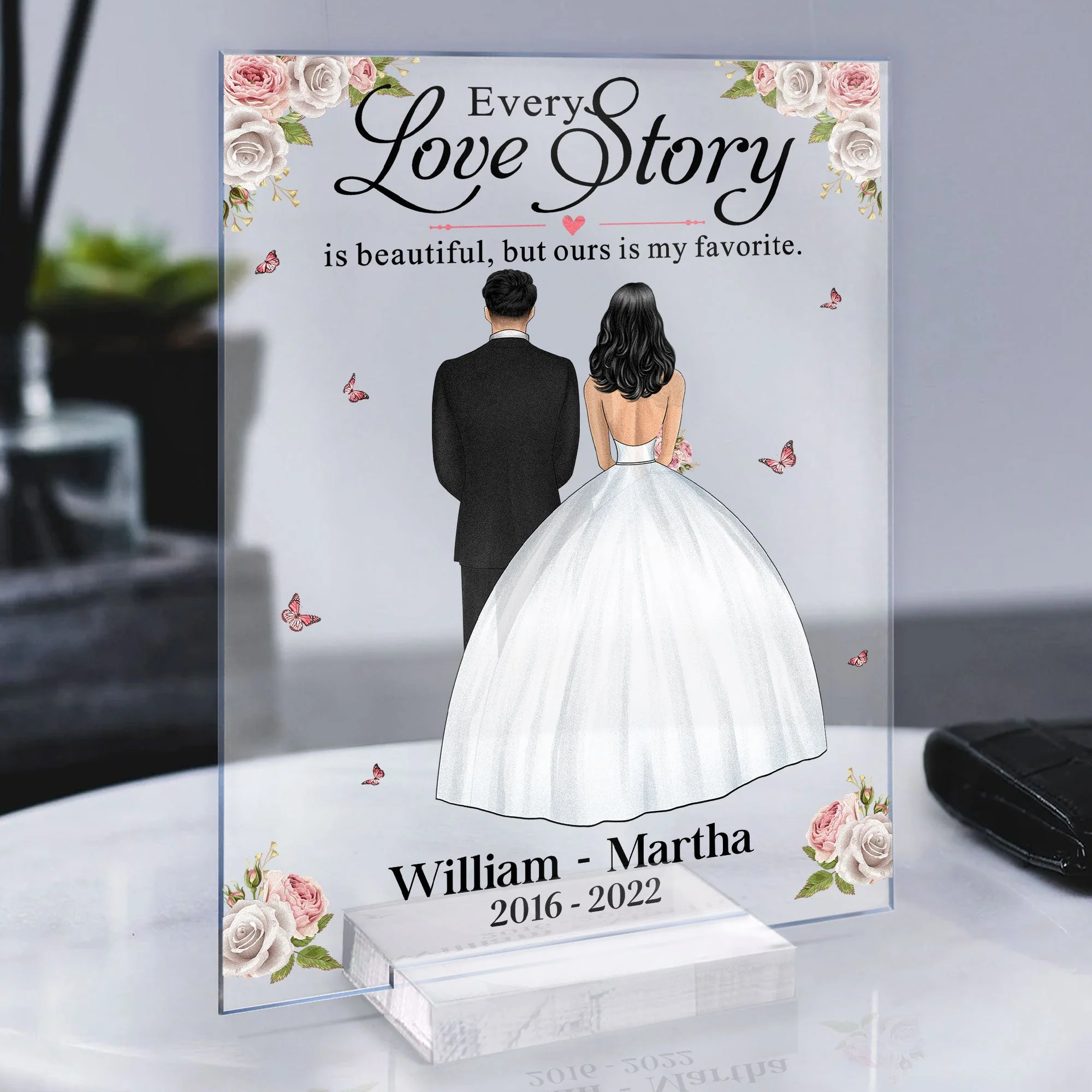 Every Love Story Is Beautiful, But Ours Is My Favorite - Personalized Acrylic Plaque - Image 4