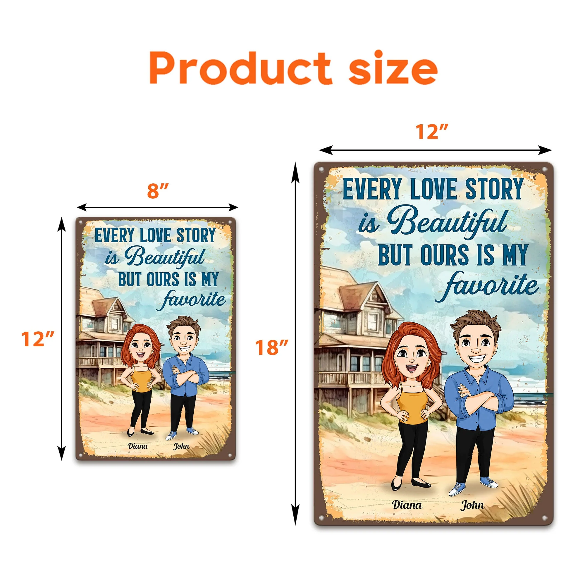 Every Love Story Is Beautiful But Ours Is My Favorite - Personalized Metal Sign - Image 4