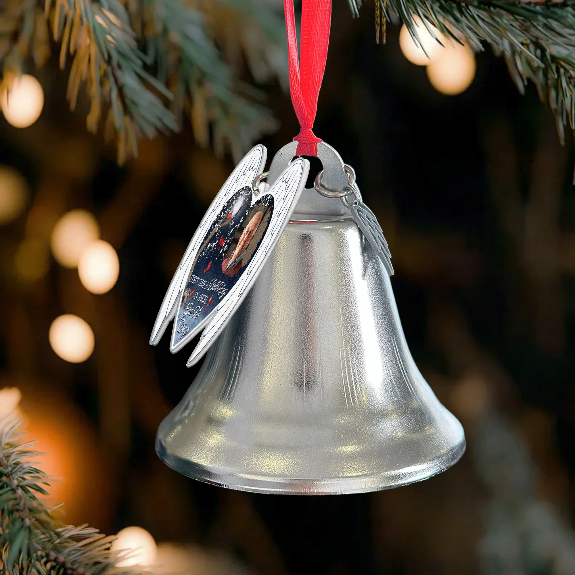 Every Time A Bell Rings - Personalized Bell Photo Ornament With Charms - Image 2