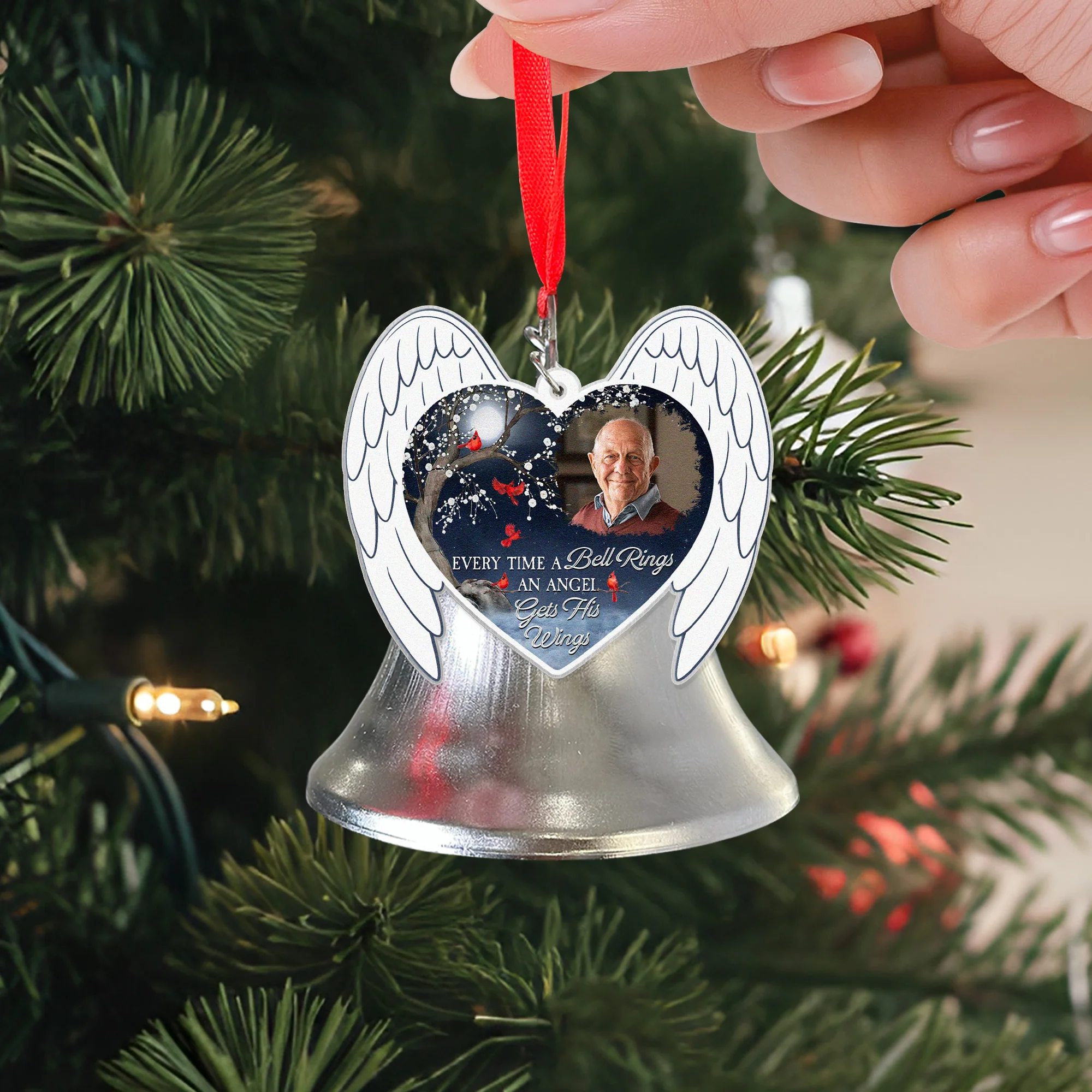 Every Time A Bell Rings - Personalized Bell Photo Ornament With Charms - Image 4