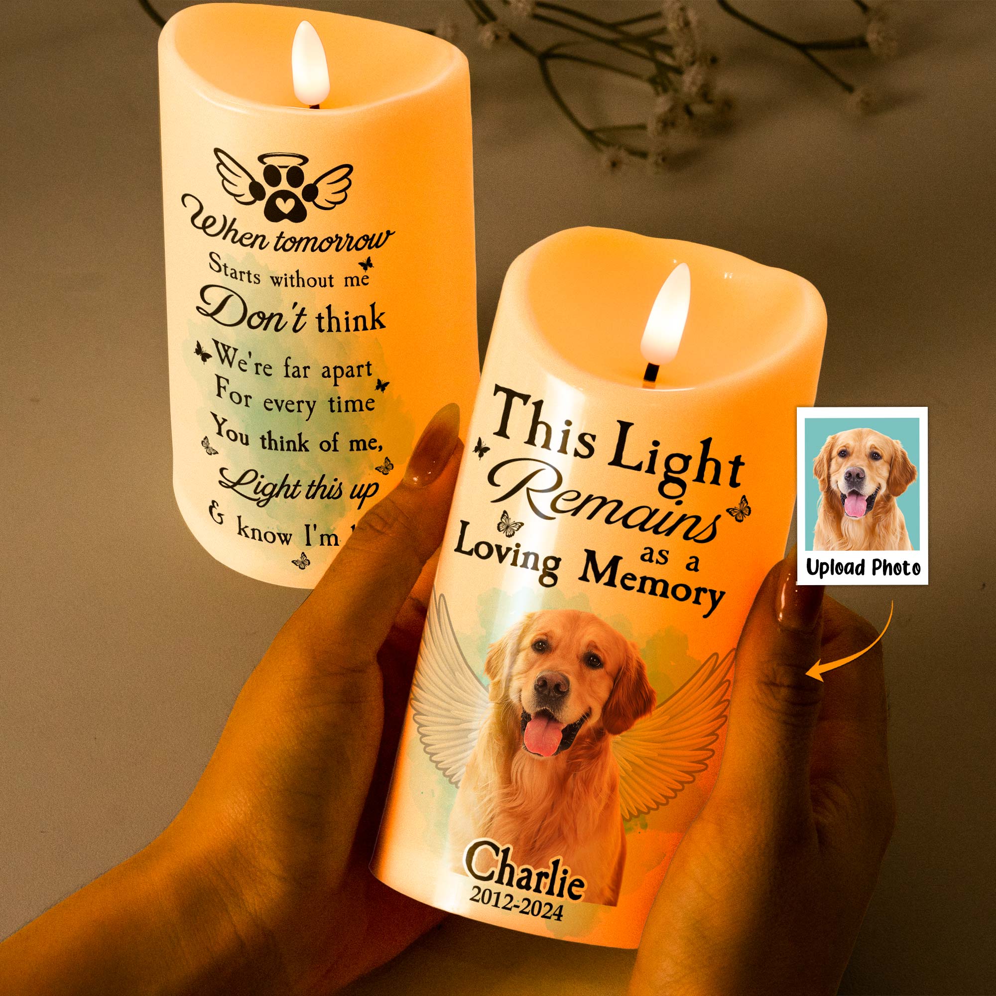 Every Time Miss Me Light This Up And Know I'm Here - Personalized Photo LED Candle - Image 2