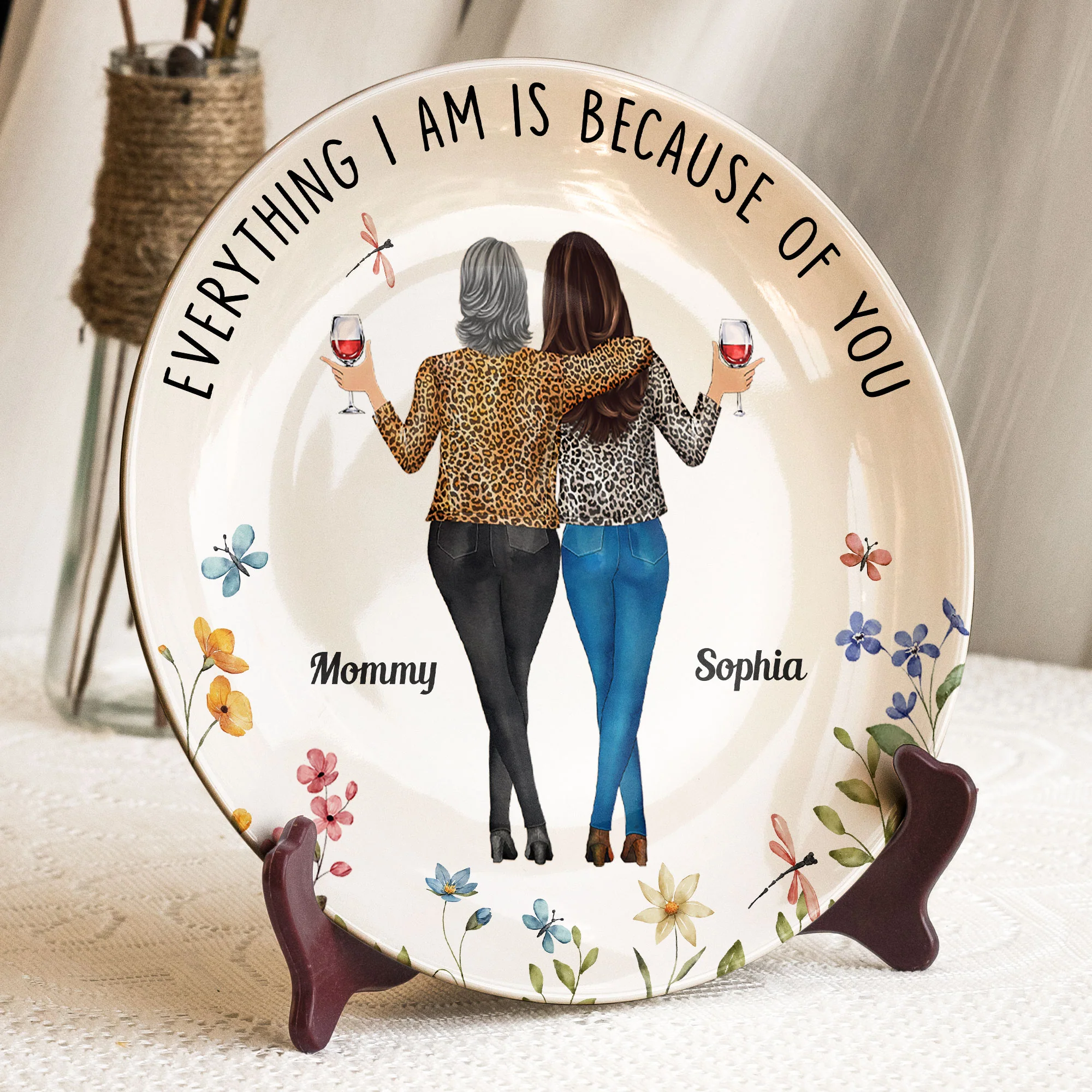 Everything I Am Is Because Of You - Personalized Ceramic Plate - Image 2