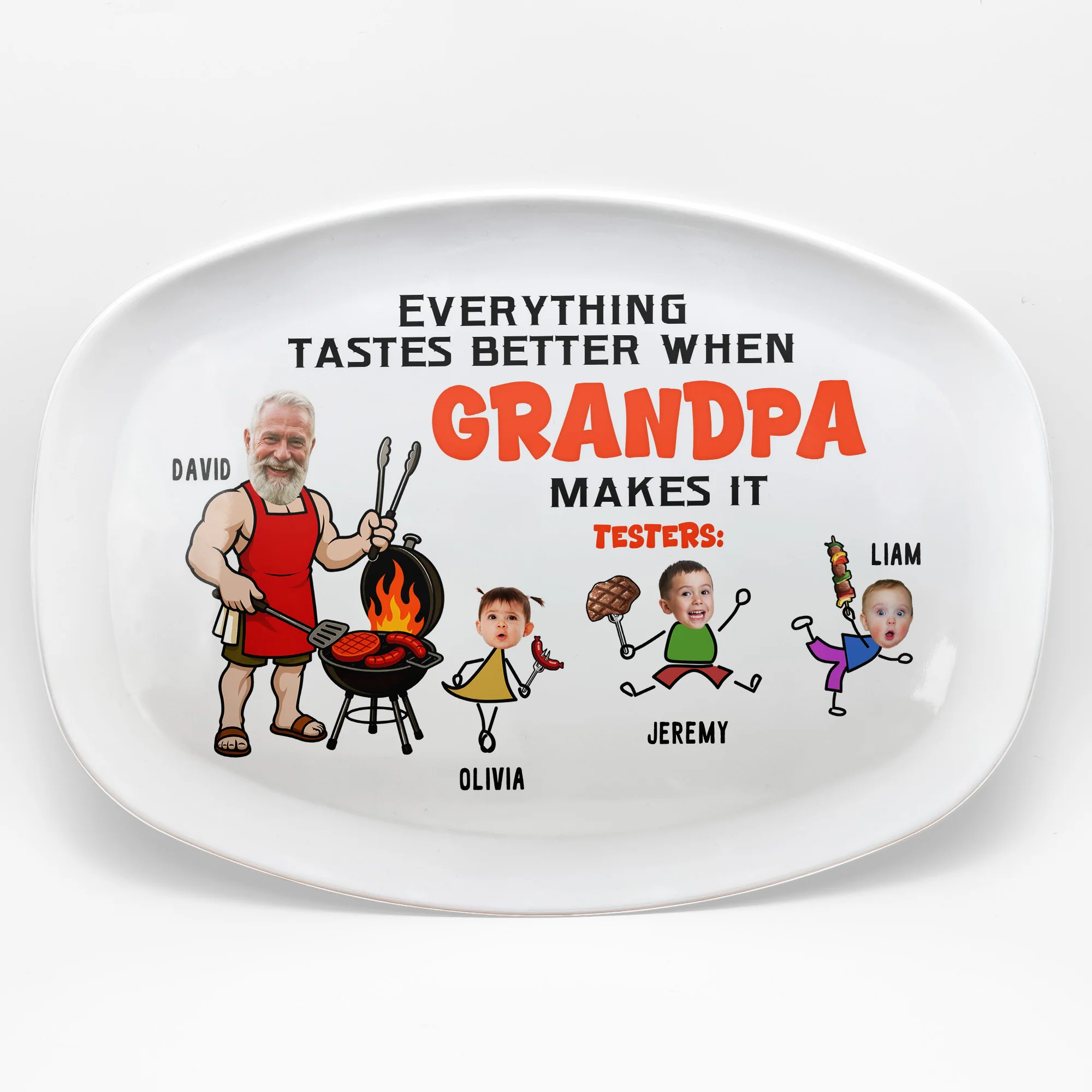 Everything Tastes Better When Grandpa Makes It Father's Day Gift For Grandpa, Dad - Personalized Platter - Image 4