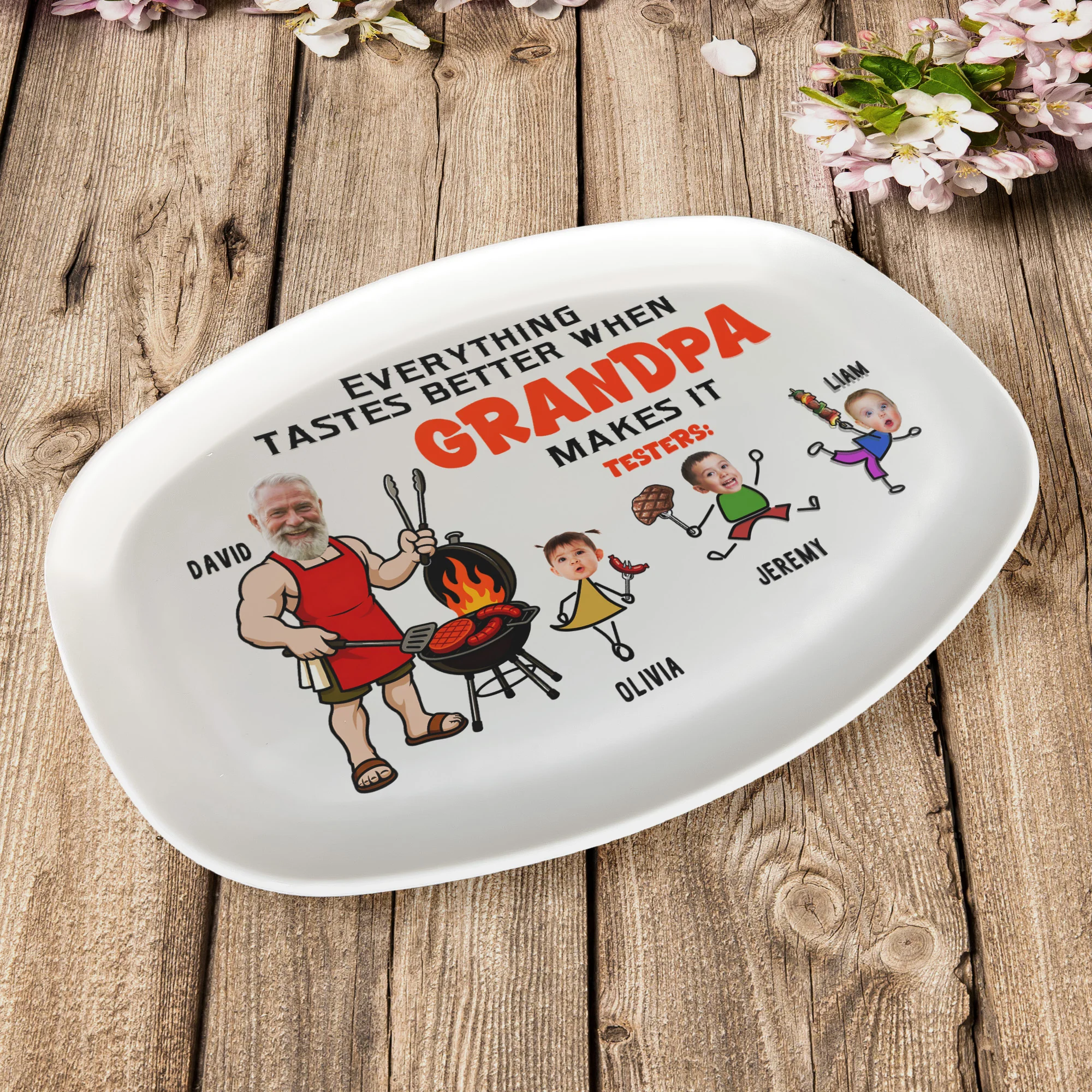 Everything Tastes Better When Grandpa Makes It Father's Day Gift For Grandpa, Dad - Personalized Platter - Image 6